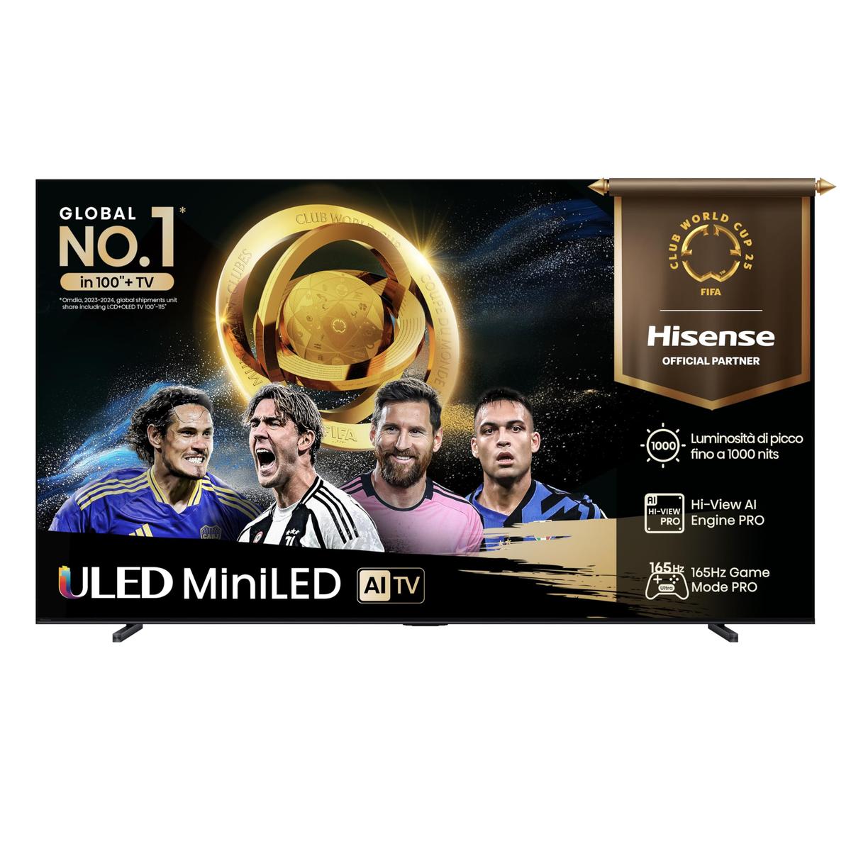 100U7Q (253 cm (100 Zoll), schwarz (matt), UltraHD/4K, Mini-LED, Hi-View AI Engine, QLED Colour, 165Hz Panel)