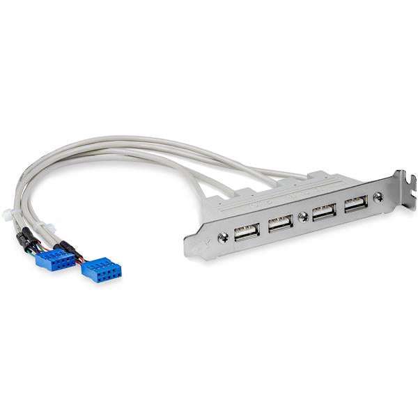 StarTech.com Equerre USB 4 ports - Adaptateur de Slot 4 ports USB 2.0 A Femelle - Panneau USB - USB (F) pour IDC 9 broches (F)