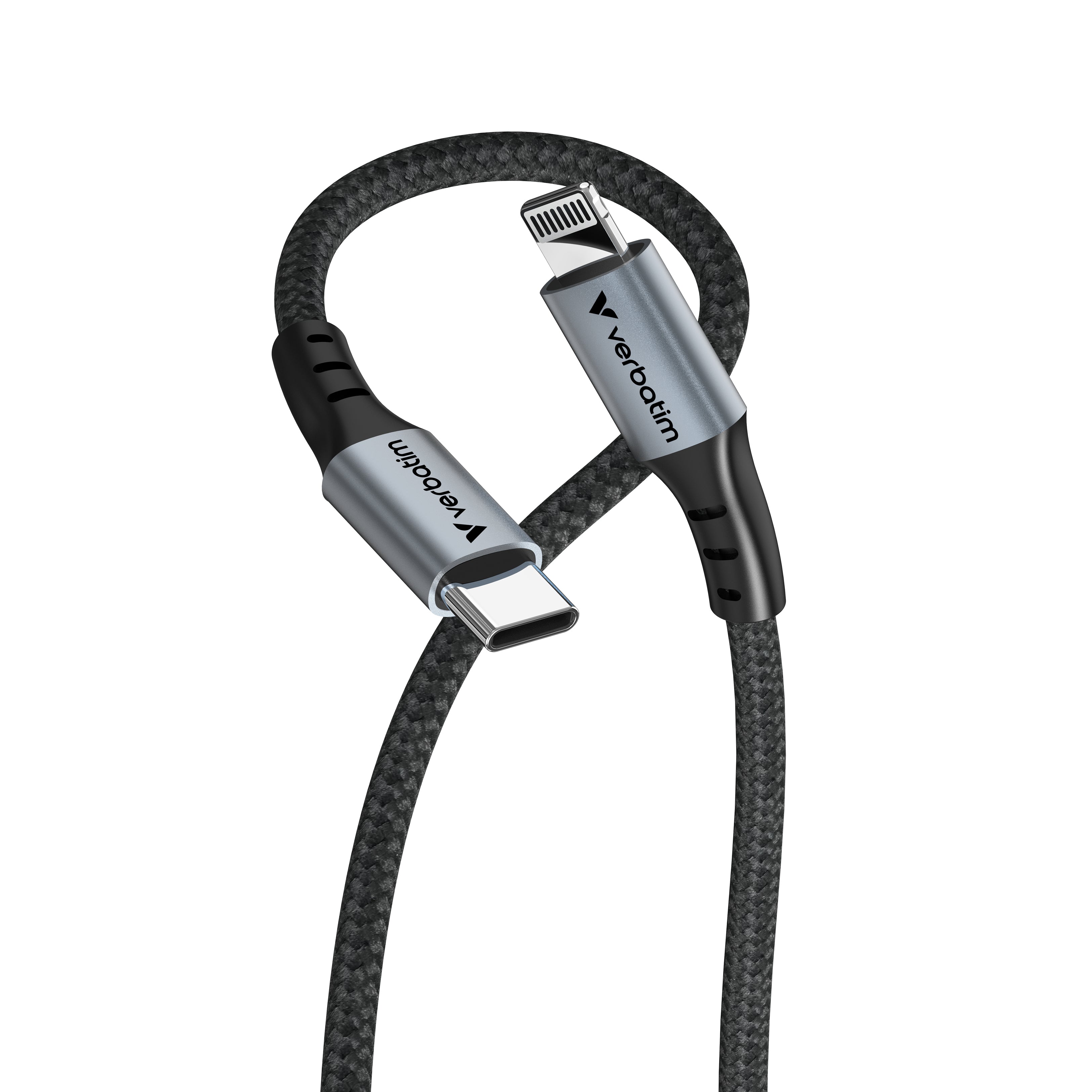 Verbatim - Câble Lightning - 24 pin USB-C mâle pour Lightning mâle - 1.2 m - support pour Power Delivery 3.0, charge et synchronisation, jusqu'à 480 Mbps, chargement rapide jusqu'à 60 W