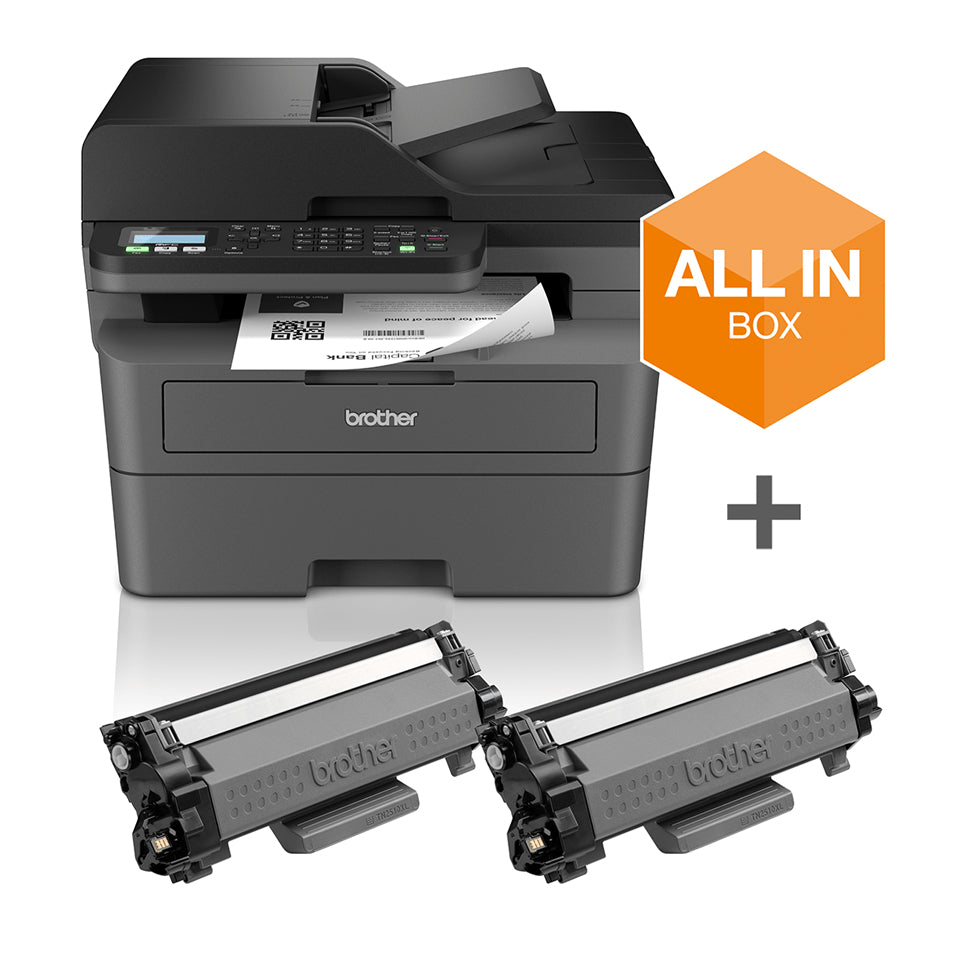 Brother MFC-L2827DWXL - Imprimante multifonctions - Noir et blanc - laser - A4/Legal (support) - jusqu'à 32 ppm (copie) - jusqu'à 32 ppm (impression) - 250 feuilles - 33.6 Kbits/s - USB 2.0, LAN, Wi-Fi(n)