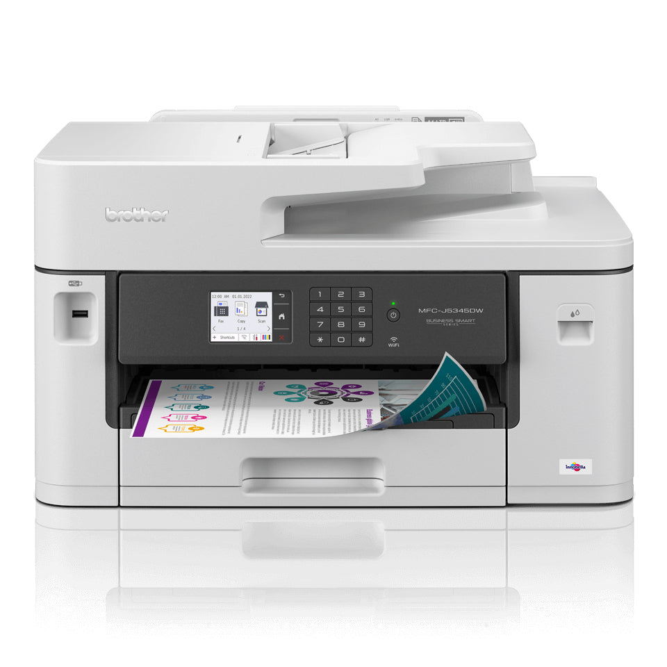 Brother MFC-J5345DW - Imprimante multifonctions - couleur - jet d'encre - A3/Ledger (support) - jusqu'à 25 ppm (copie) - jusqu'à 28 ppm (impression) - 250 feuilles - 14.4 Kbits/s - USB 2.0, LAN, Wi-Fi(n)
