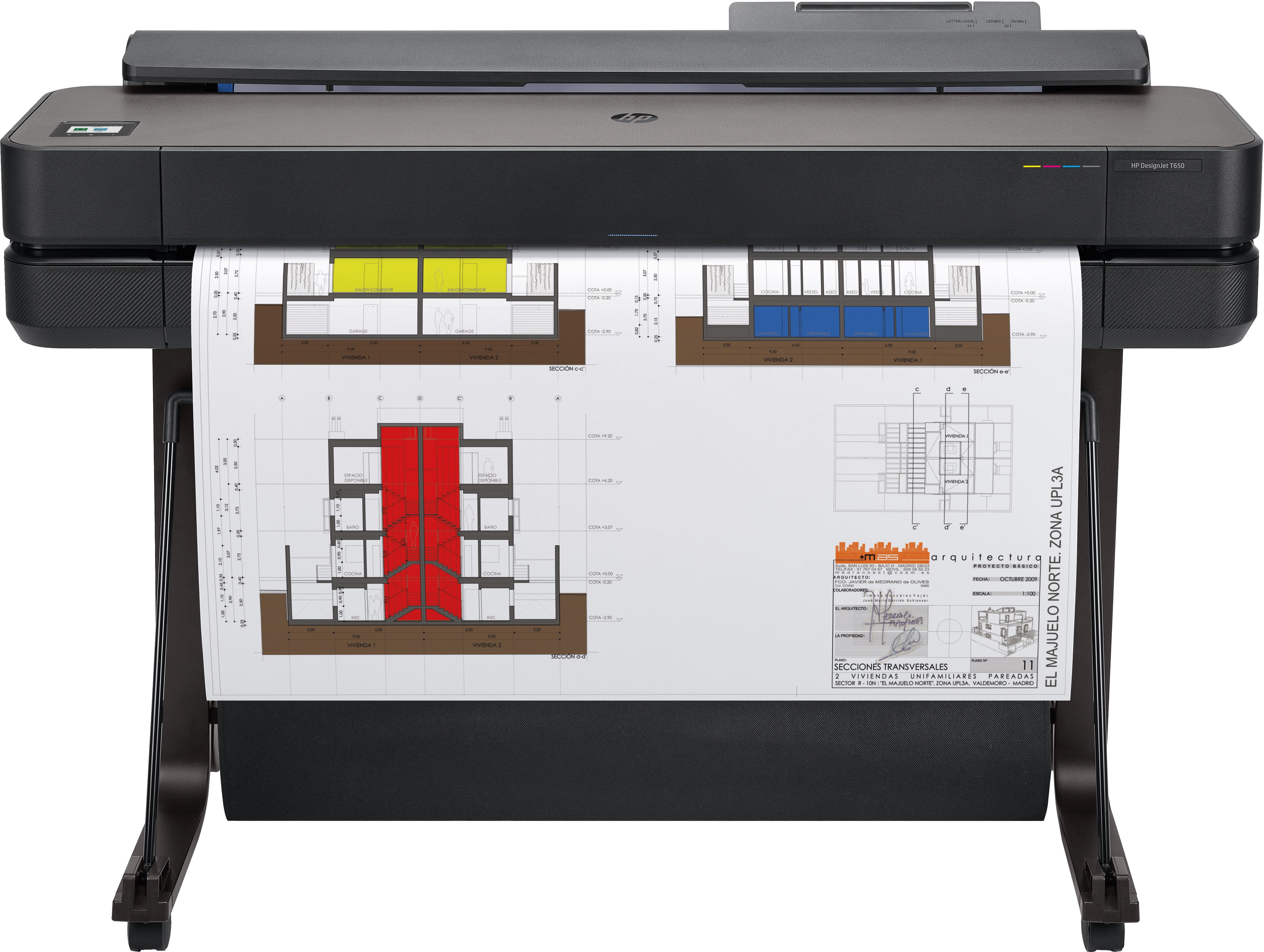 HP DesignJet T650 - 36" imprimante grand format - couleur - jet d'encre - A0, ANSI D, Rouleau (91,4 cm x 45,7 m) - 2 400 x 1 200 ppp - jusqu'à 0.42 min/page (mono) / jusqu'à 0.42 min/page (couleur) - capacité : 1 inclinaison - Gigabit LAN, USB 2.0, Wi-Fi(