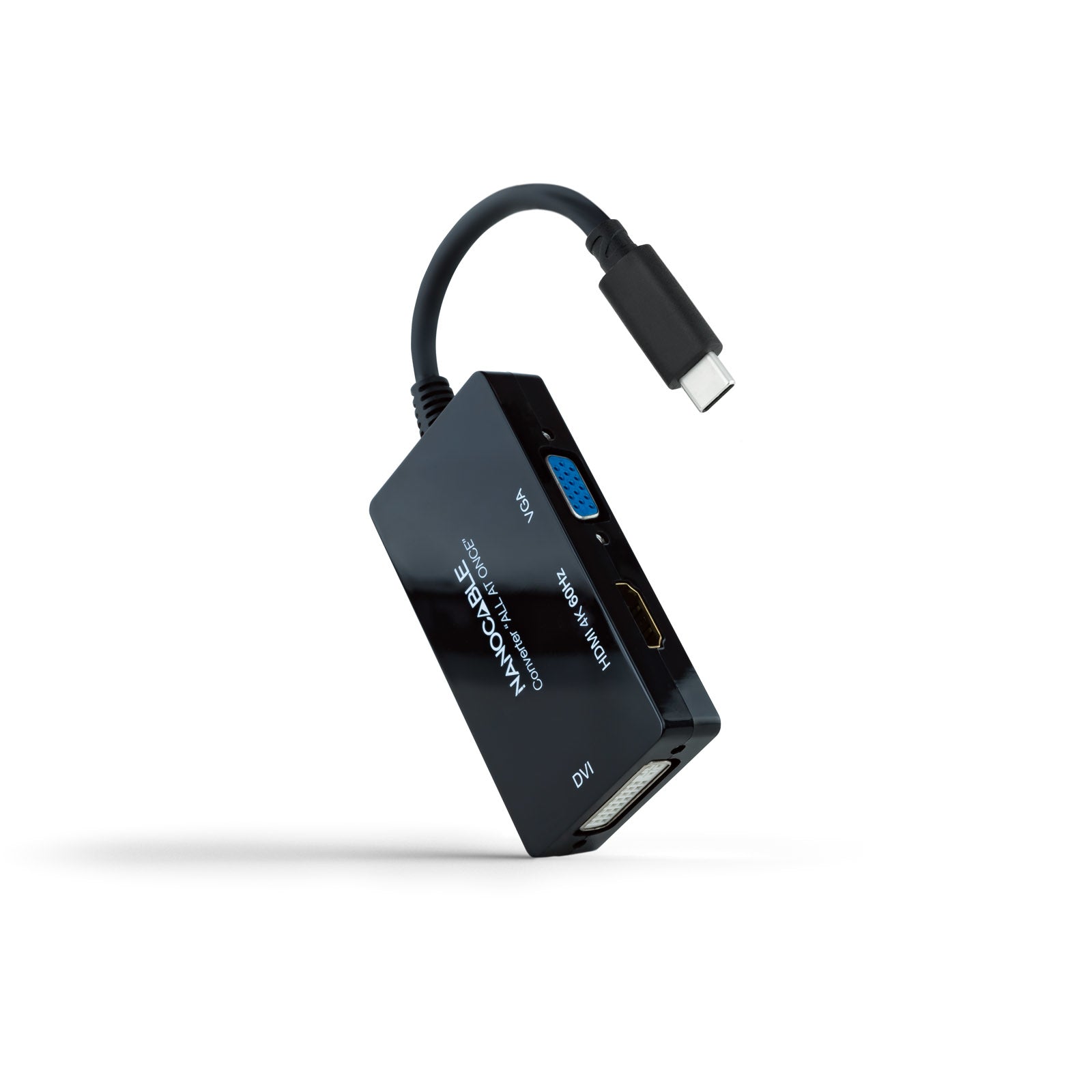 Adaptateur USB-C vers VGA/HDMI/DVI NANOCABLE 10.16.4301-ALL 20 cm Noir