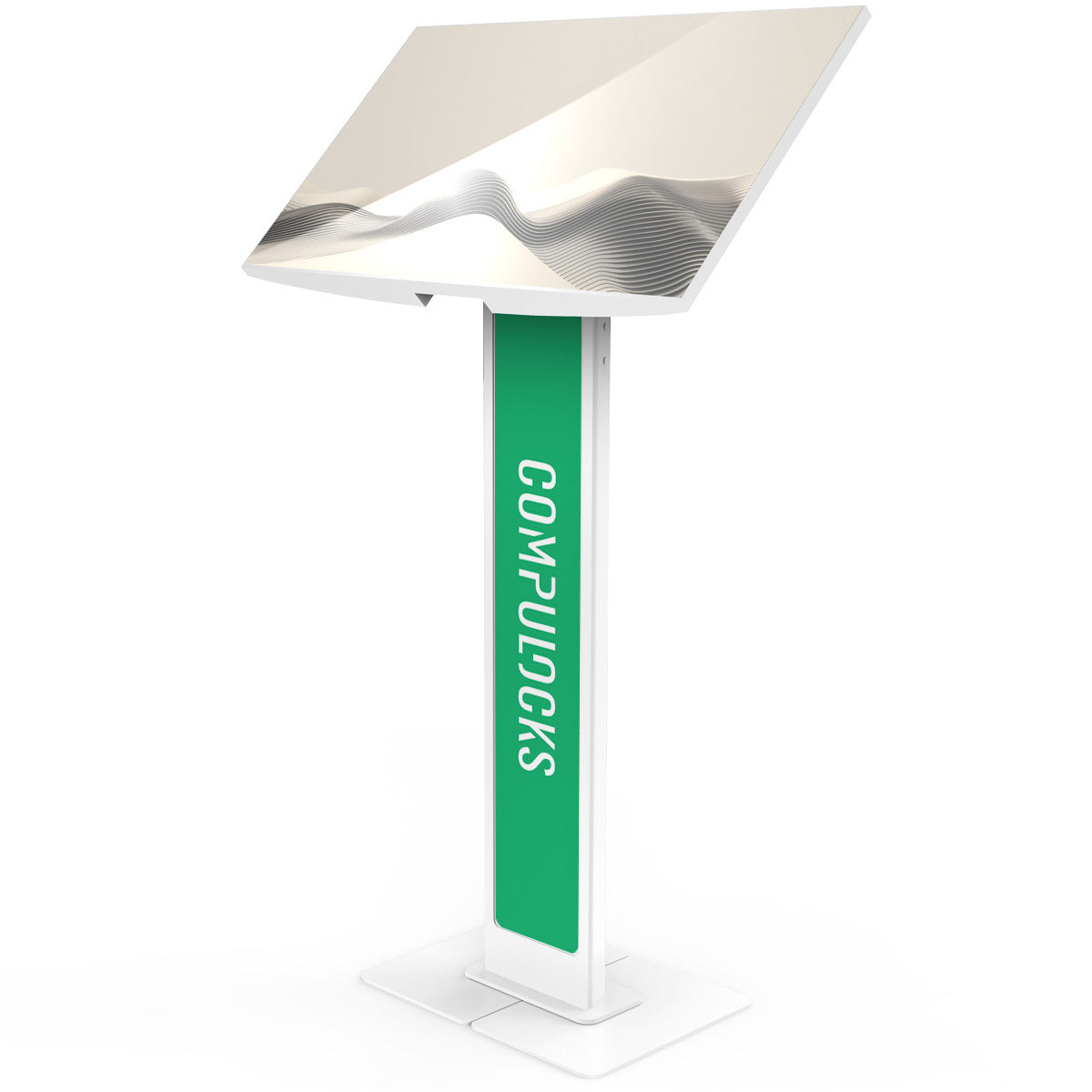 Compulocks Brandable VESA Floor Stand for Screens Up to 32 Inches - Pied - pour Écran LCD - personnalisable, avec grande plaque de base - blanc - Taille d'écran : jusqu'à 32 pouces - posé sur le sol