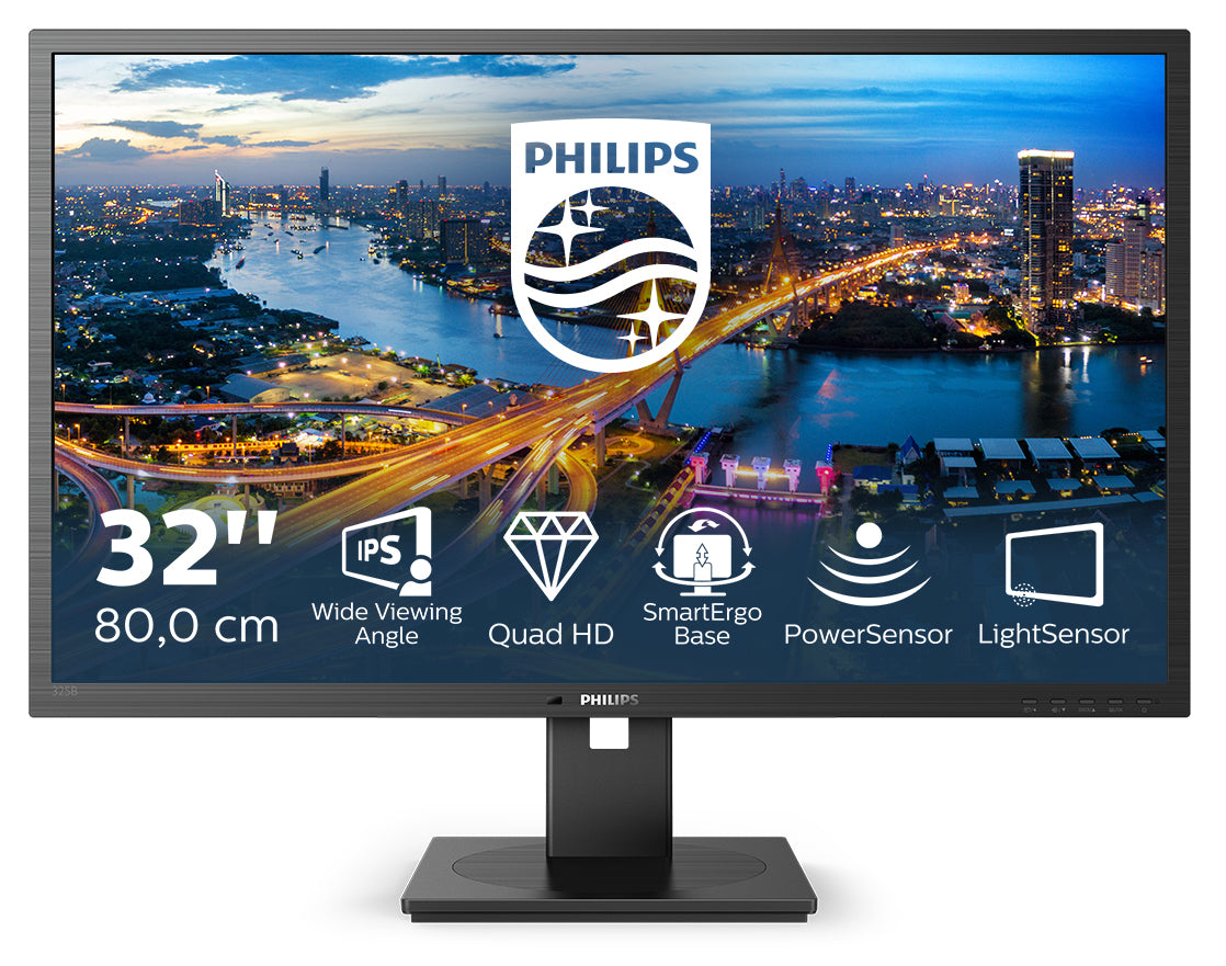 Philips B Line 325B1L - Écran LED - 32" (31.5" visualisable) - 2560 x 1440 QHD @ 75 Hz - IPS - 250 cd/m² - 1200:1 - 4 ms - 2xHDMI, DisplayPort - haut-parleurs - texture noire