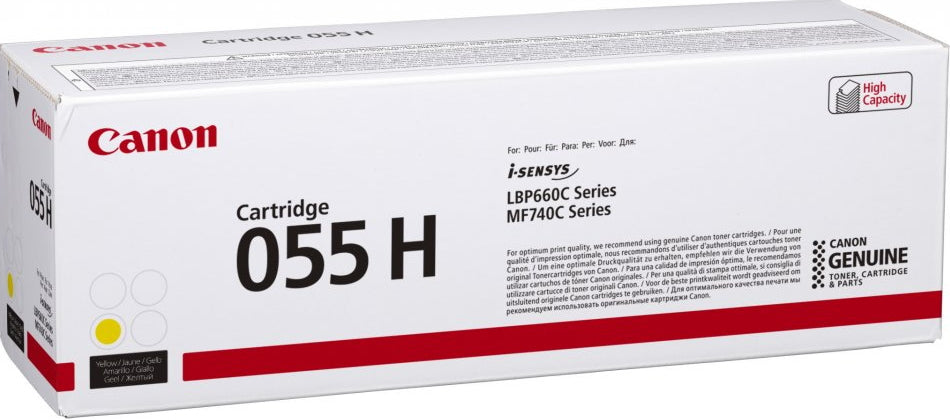 Canon 055 H - Haute capacité - jaune - original - cartouche de toner - pour Color imageCLASS MF743; imageCLASS LBP664, MF745; i-SENSYS MF742, MF744; Satera LBP662