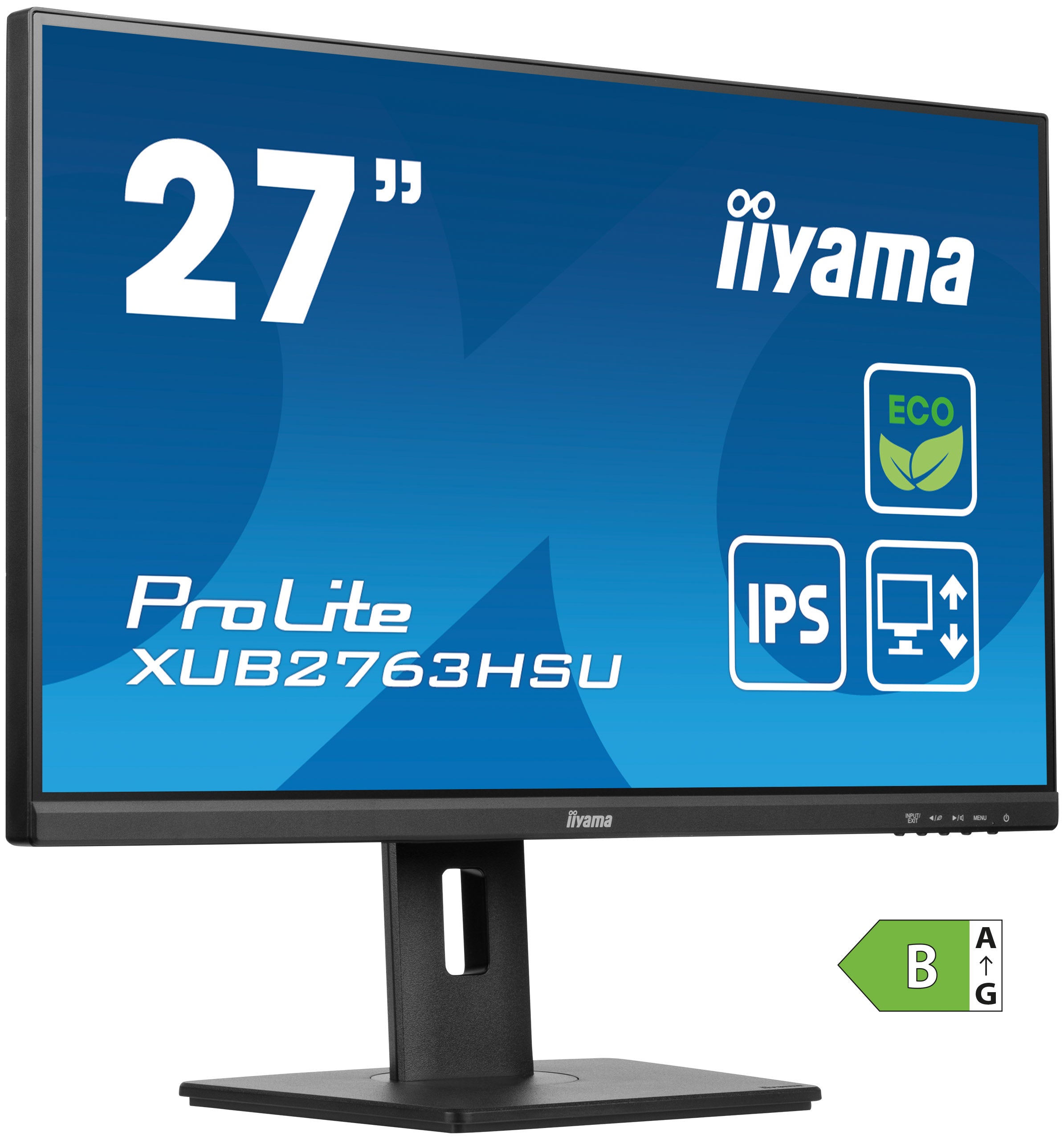 iiyama ProLite XUB2763HSU-B1 - Écran LED - 27" - 1920 x 1080 Full HD (1080p) @ 100 Hz - IPS - 250 cd/m² - 1300:1 - 3 ms - HDMI, DisplayPort - haut-parleurs - noir, mat