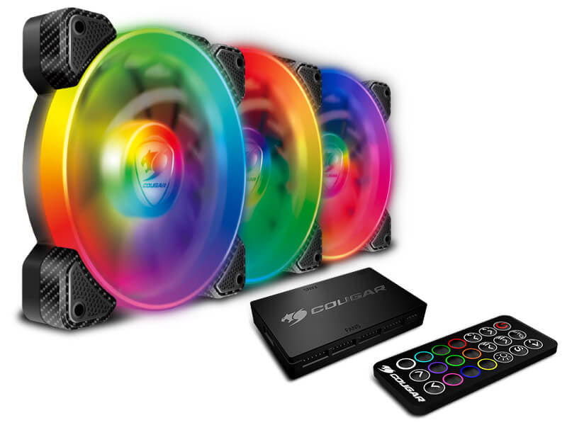 Lot de 3 Ventilateurs de boitier Cougar Vortex SPB RGB 12cm (Noir)