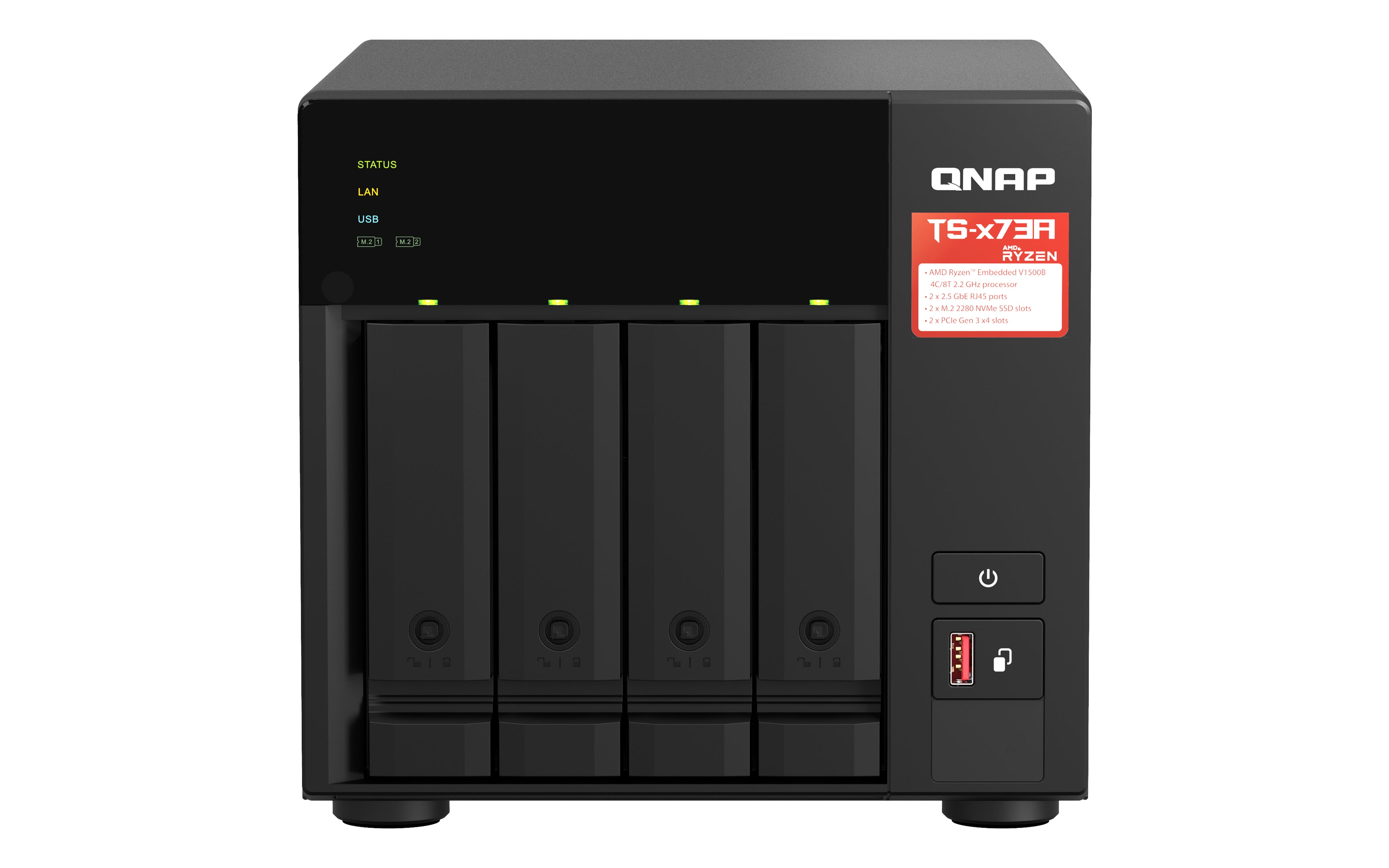 QNAP TS-473A - Serveur NAS - 4 Baies - SATA 6Gb/s - RAM 8 Go - 2.5 Gigabit Ethernet