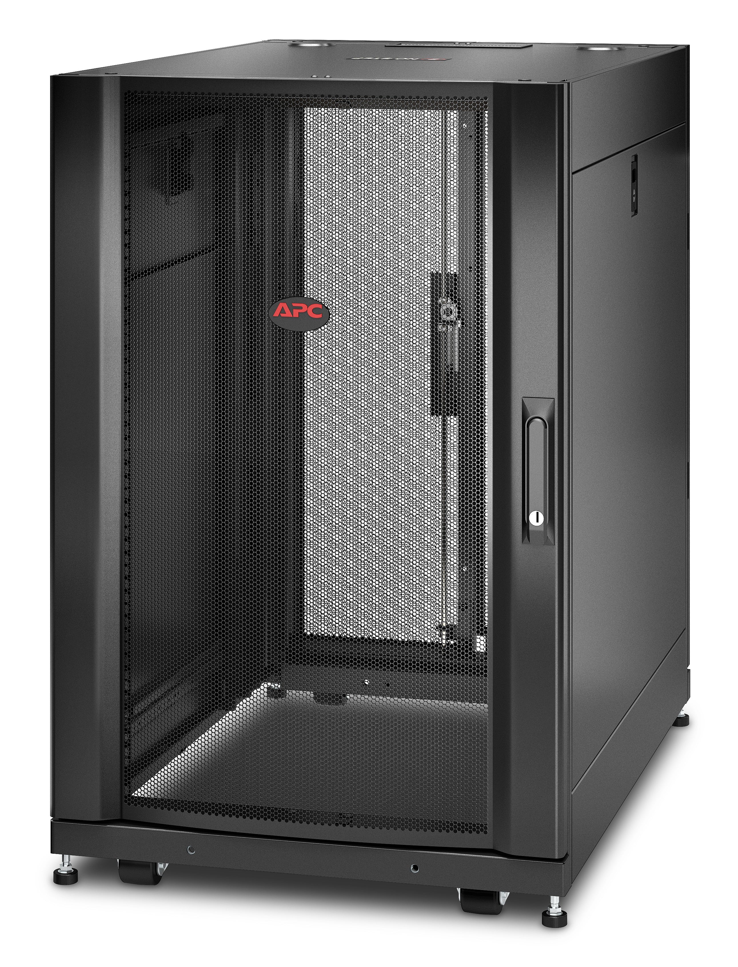 APC NetShelter SX - Rack armoire - noir - 18U - 19" - Conformité TAA - pour P/N: SMTL1500RM3UC, SMTL1500RMI3UC, SRT2200RMXLAUS, SRTL3KRM1UC, SRTL3KRM1UNC