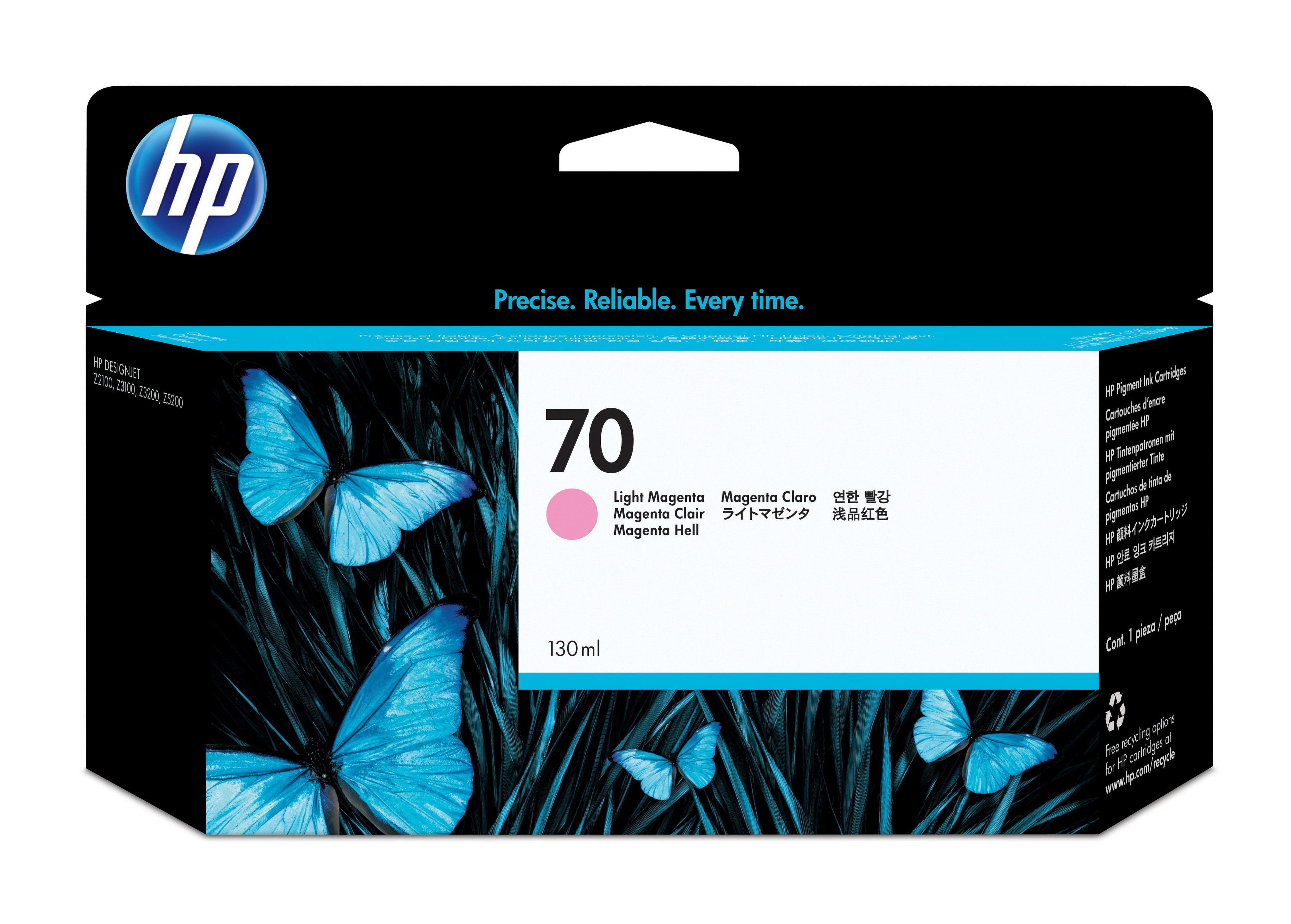 HP 70 - 130 ml - magenta clair - original - DesignJet - cartouche d'encre - pour DesignJet HD Pro MFP, T120, Z2100, Z3100, Z3100ps, Z3200, Z3200ps, Z5200, Z5400