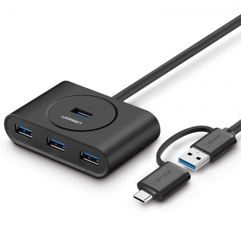 Hub 4 ports USB-A et USB-C vers 4xUSB-A/1m/Noir