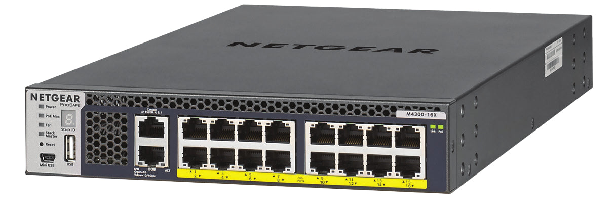 NETGEAR M4300-16X - Commutateur - C3 - Géré - 16 x 100/1000/2.5G/5G/10GBase-T (PoE+) - Montable sur rack - PoE+ (500 W)