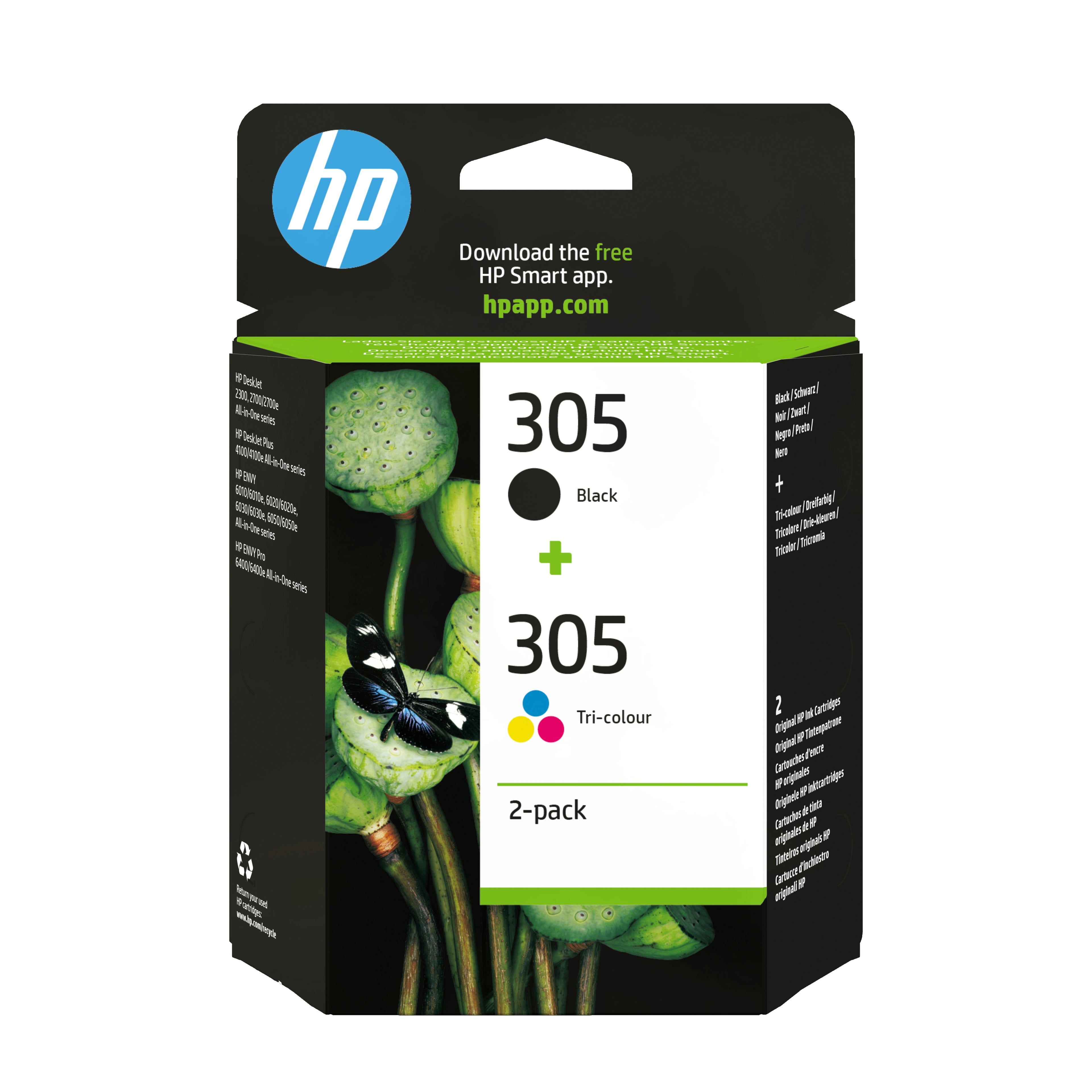 HP 305 - Pack de 2 - noir, couleur (cyan, magenta, jaune) - original - cartouche d'encre - pour Deskjet 23XX, 27XX, 28XX, 41XX, 42XX, DeskJet Plus 41XX, ENVY 60XX, 64XX, ENVY Pro 64XX