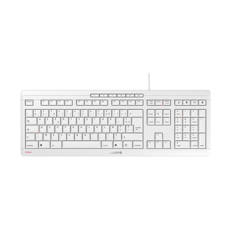 CHERRY STREAM CLAVIER - Clavier - USB - Français - commutateur : CHERRY SX - blanc grisé