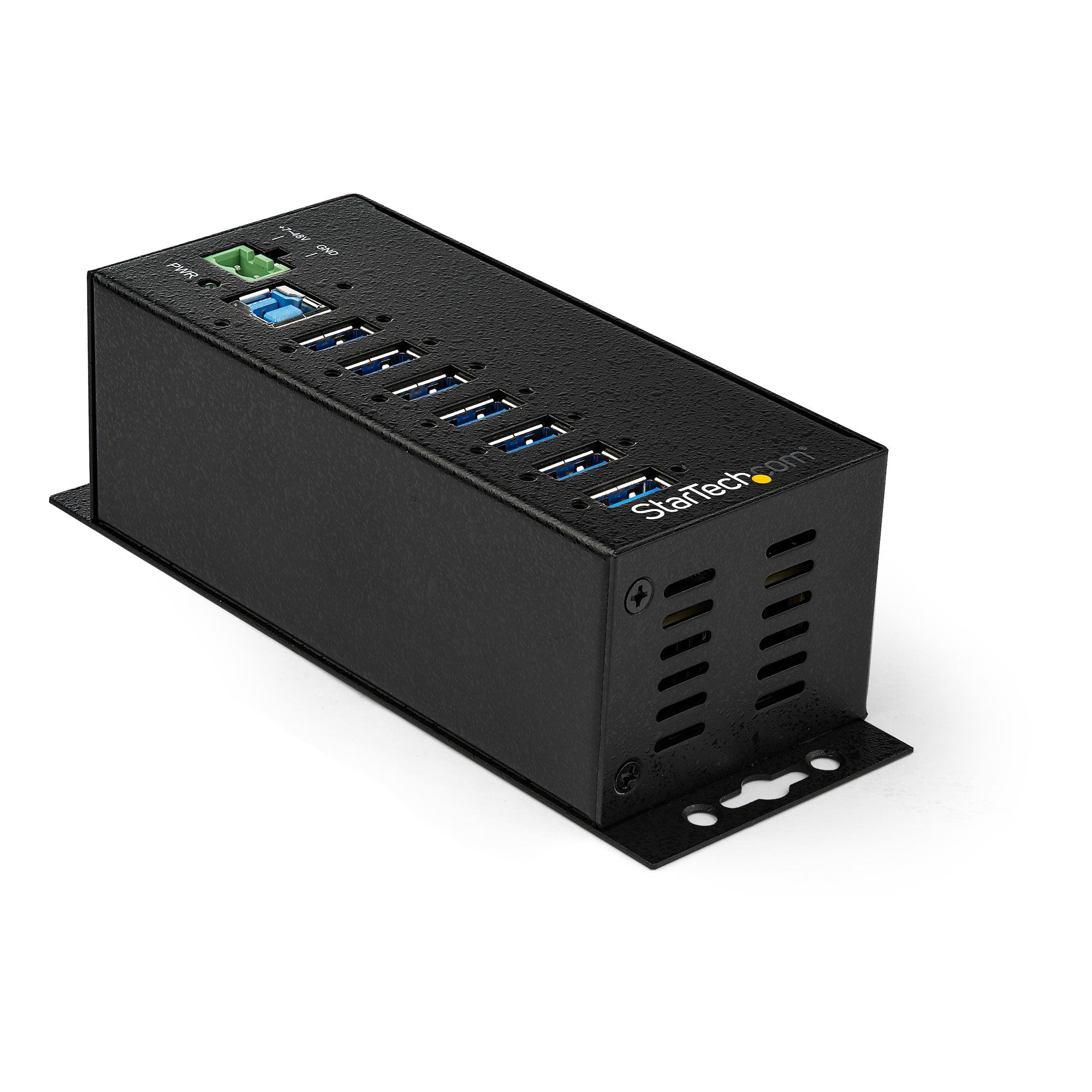 Ce hub USB 3.0 industriel 7 ports conforme aux exigences TAA vous offre l''évolutivité et la flexibilité d''alimentation dont vous avez besoin dans les environnements industriels difficiles, les laboratoires de réparation et de production, les salles de c