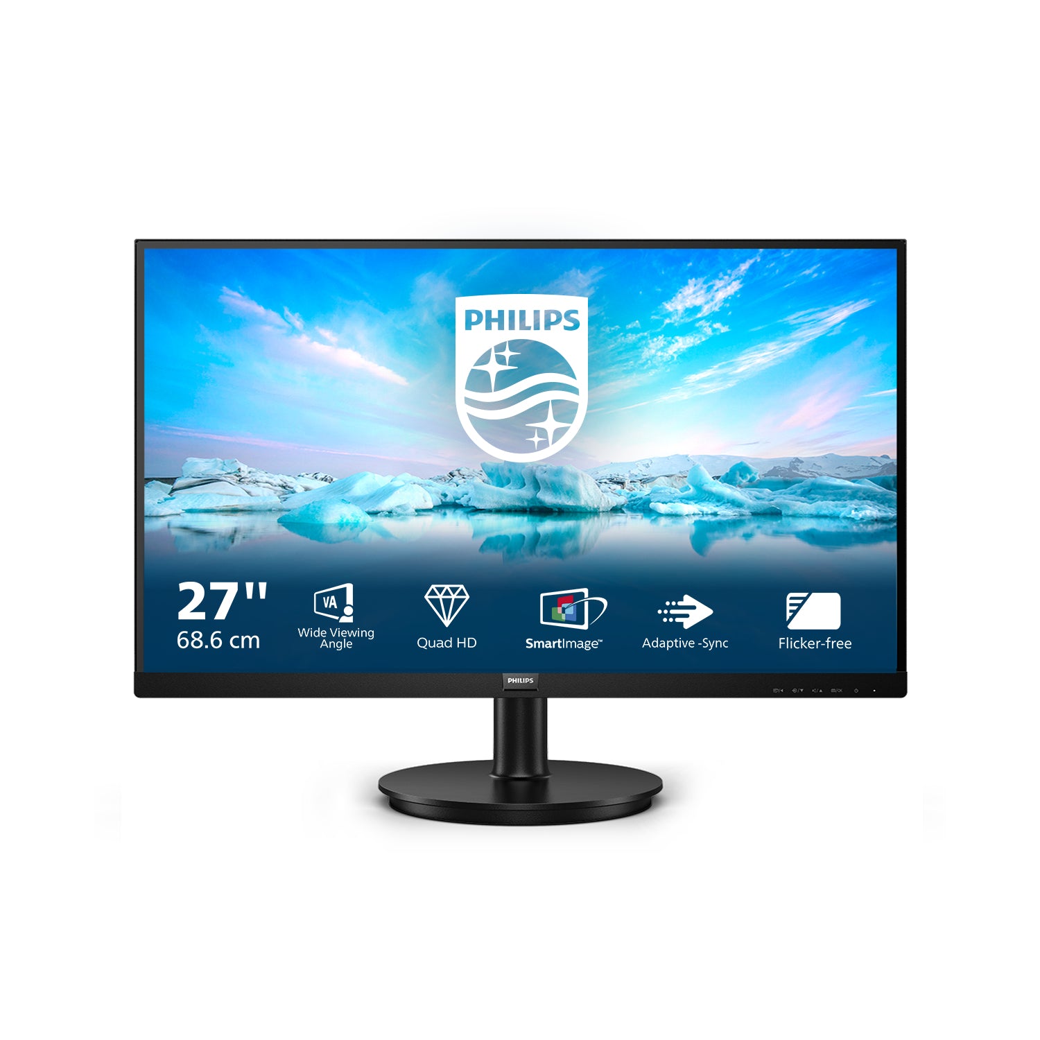 Philips V-line 275V8LA - Écran LED - 27" - 2560 x 1440 QHD - VA - 250 cd/m² - 4000:1 - 4 ms - HDMI, DisplayPort - haut-parleurs - noir texturé