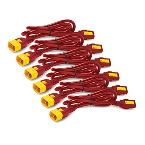 APC - Câble d'alimentation - power IEC 60320 C13 verrouillage pour IEC 60320 C14 verrouillage - 60 cm - rouge (pack de 6) - pour P/N: SCL500RMI1U, SCL500RMI1UC, SCL500RMI1UNC, SMTL1500RMI3UC, SMTL750RMI2UC, SRT1500RMXLI