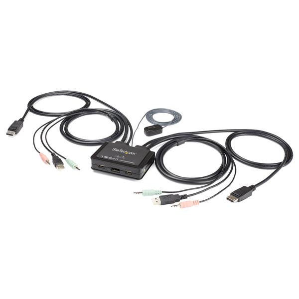 Grâce au câble commutateurKVM à 2ports DisplayPort® 4K 60Hz SV211DPUA4K avec contrôle de commutation audio et à distance, vous pouvez contrôler deuxordinateurs DisplayPort équipés d''un portUSB avec un seul écran, un clavier, une souris et un jeu de périp