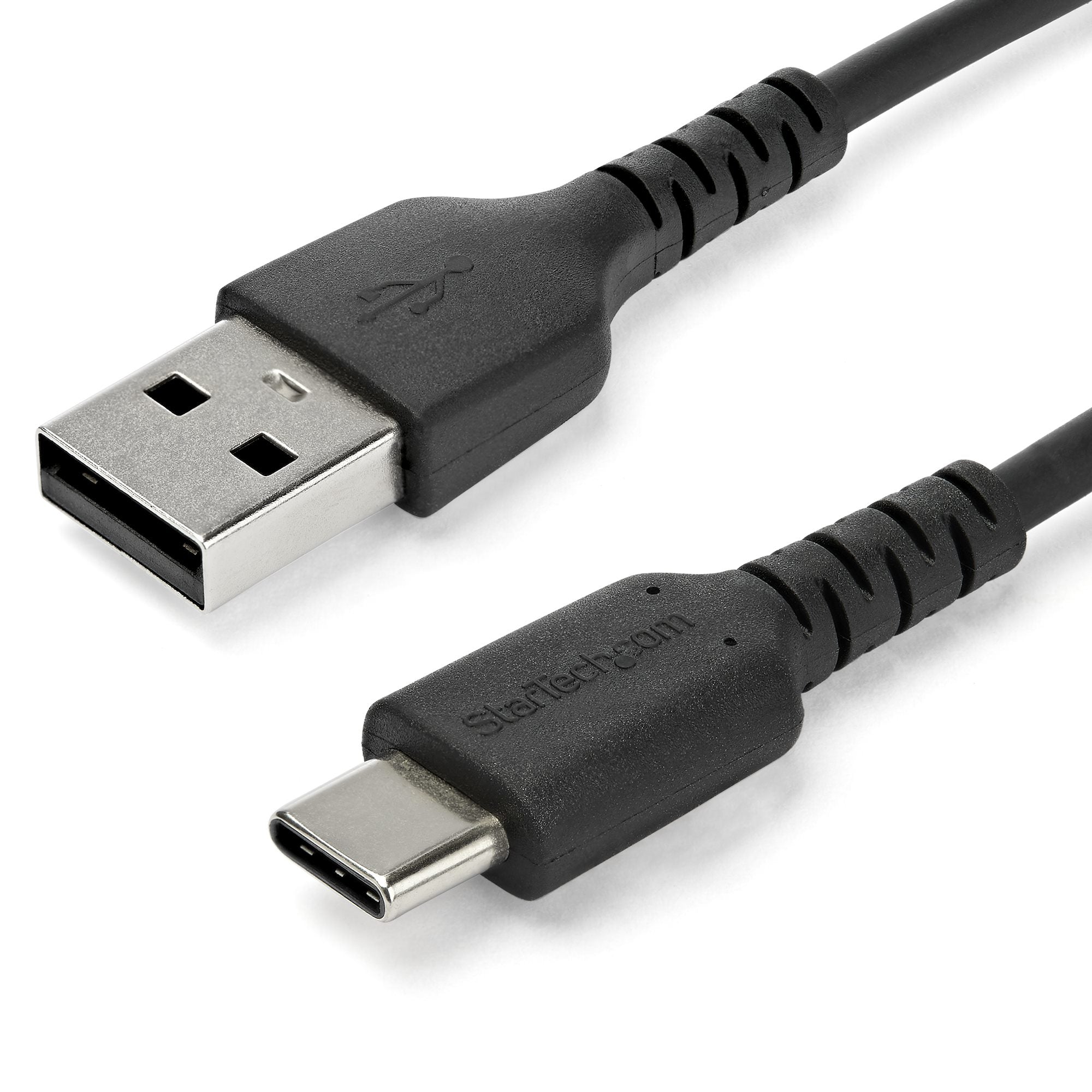 StarTech.com Câble de Chargement 2m USB A vers USB C - Cordon USB 2.0 vers USB-C à Charge/Synchronisation Rapides - Gaine TPE en Fibre Aramide M/M 3A Noir - Samsung S10/iPad Pro/Pixel (RUSB2AC2MB) - Câble USB - USB (M) droit pour 24 pin USB-C (M) droit -