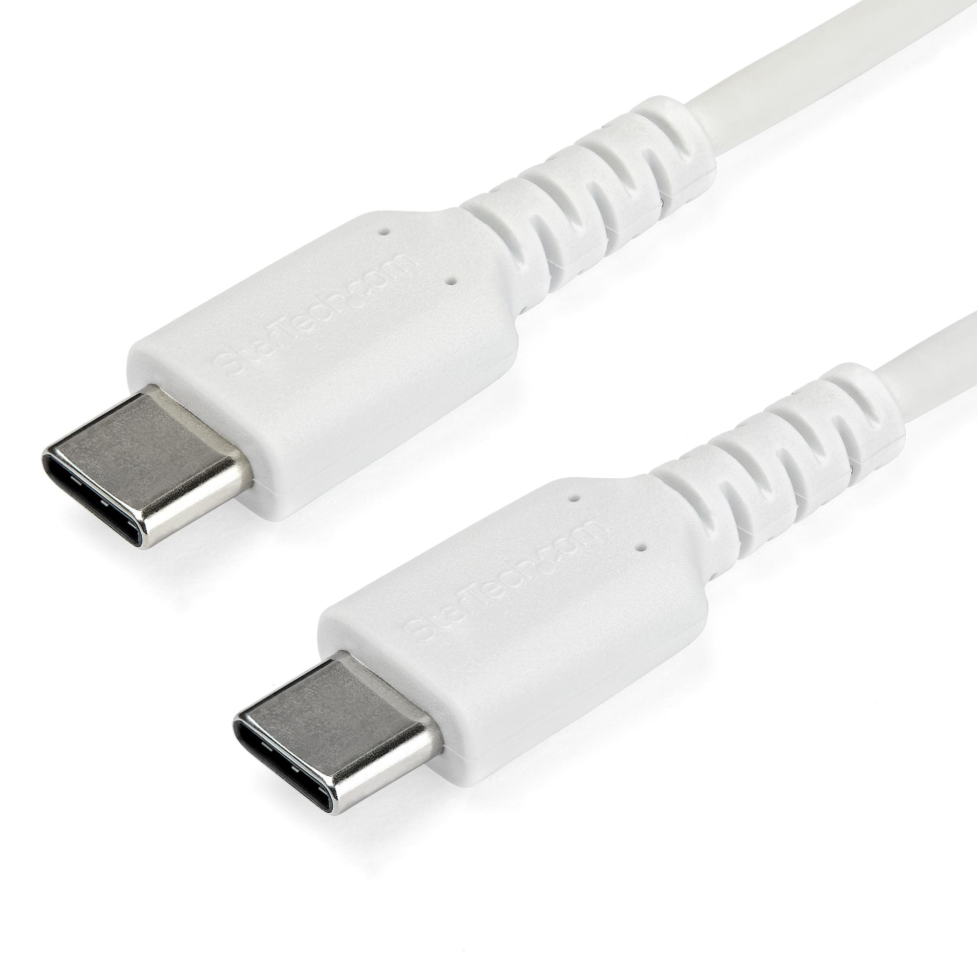StarTech.com Câble de Chargement USB-C 2m - Cordon de Chargement USB 2.0 Type C vers USB-C pour PC Portable - Gaine TPE Fibre Aramide M/M 60W Blanc - Samsung S10 S20 iPad Pro MS Surface (RUSB2CC2MW) - Câble USB - 24 pin USB-C (M) droit pour 24 pin USB-C (