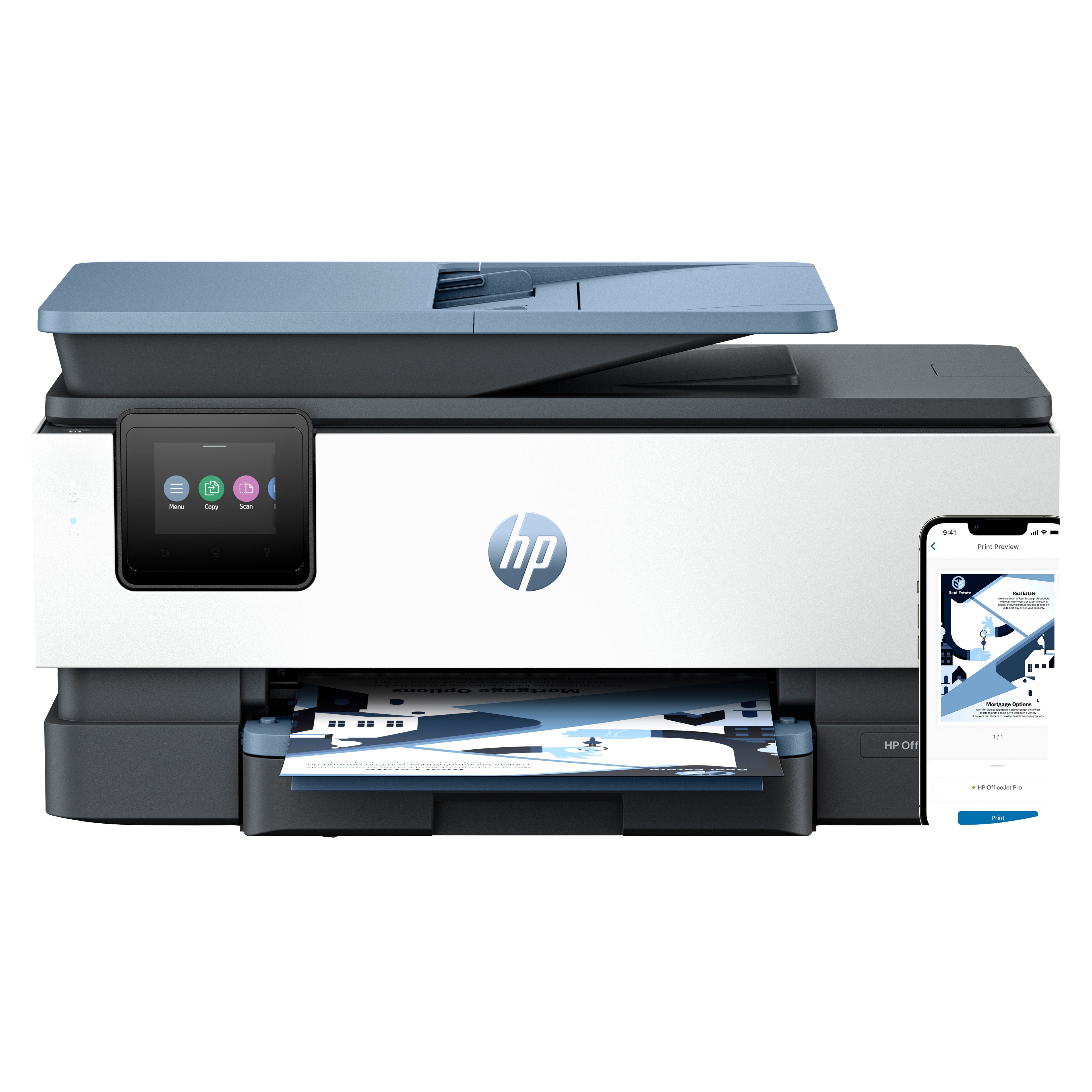 HP Officejet Pro 8125e All-in-One - Imprimante multifonctions - couleur - jet d'encre - Legal (216 x 356 mm) (original) - A4/Legal (support) - jusqu'à 12 ppm (copie) - jusqu'à 20 ppm (impression) - 225 feuilles - USB 2.0, Wi-Fi(ac), LAN - bleu surf foncé