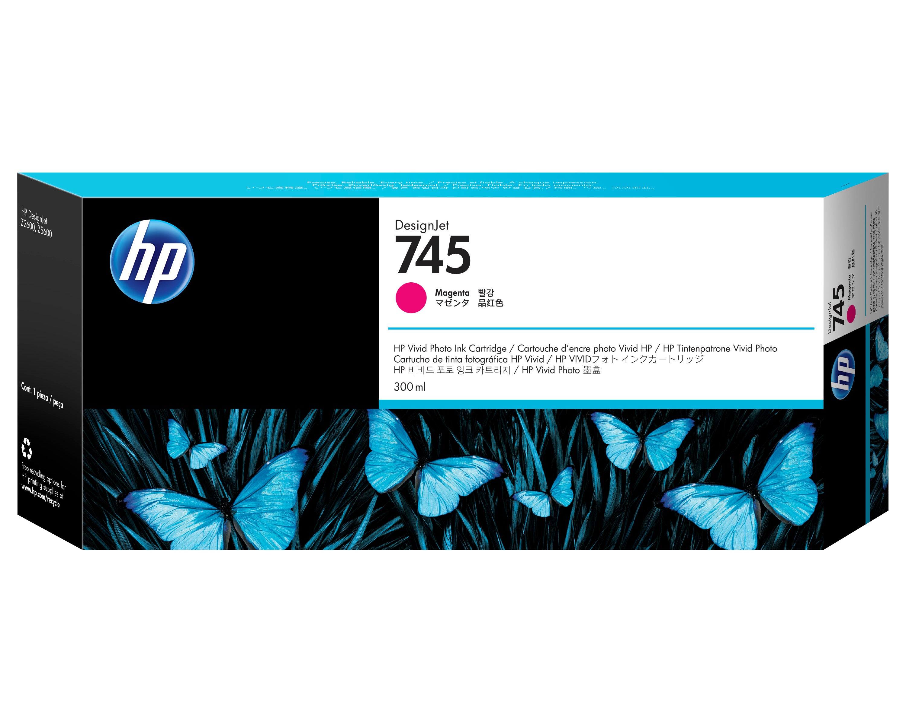 HP 745 - 300 ml - haute capacité - magenta - original - DesignJet - cartouche d'encre - pour DesignJet Z2600 PostScript, Z5600 PostScript