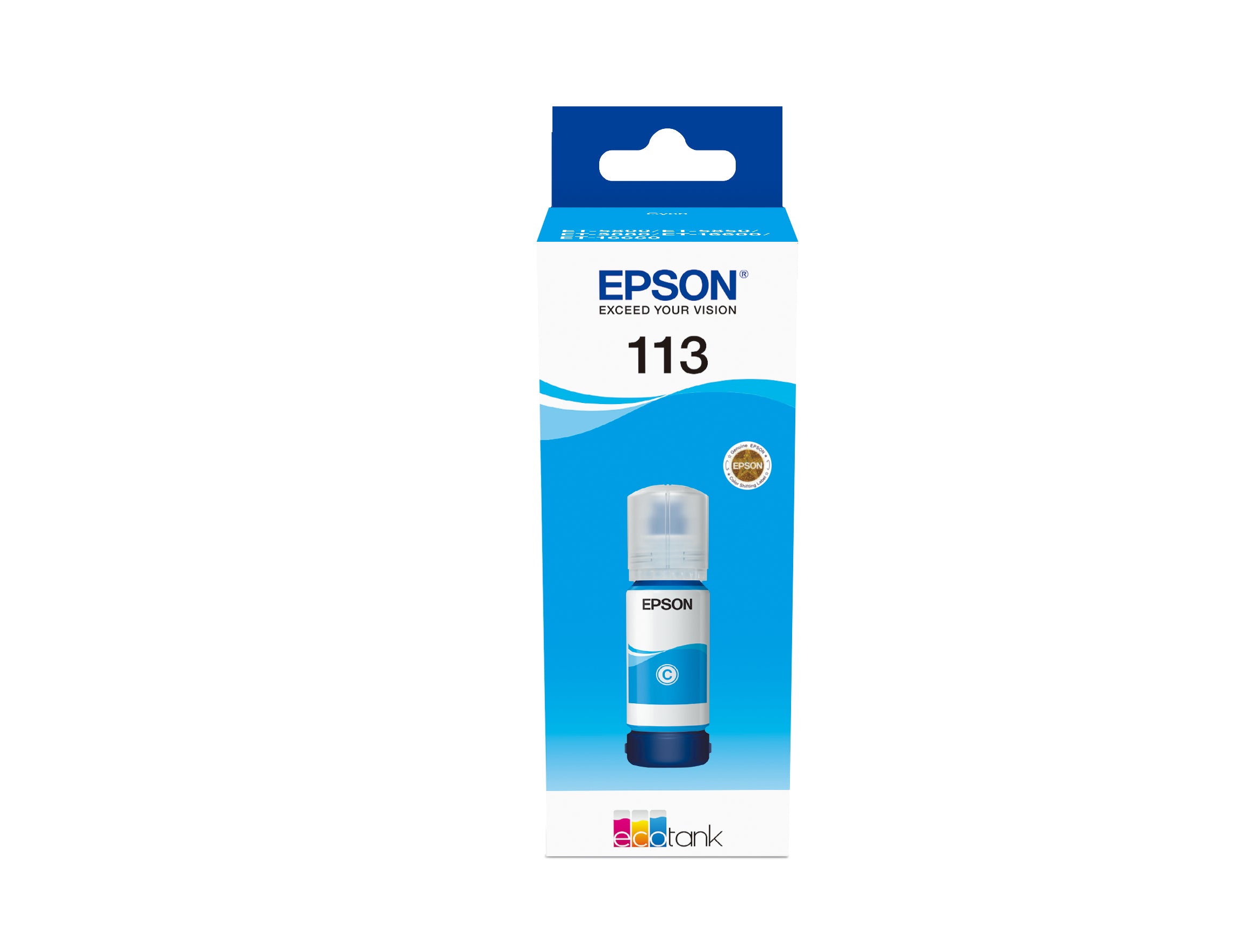Epson EcoTank 113 - 70 ml - cyan - original - recharge d'encre - pour EcoTank ET-16150, 16650, 5150, 5170, 5800, 5850, 5880, EcoTank Pro ET-16680, 5150, 5170