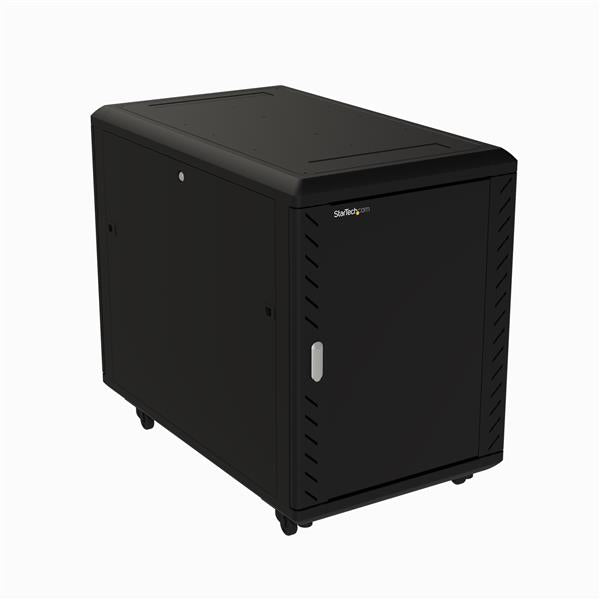 StarTech.com Armoire serveur 15U - Roulettes et pieds - Profondeur 81 cm - Rack armoire - 4 montants - sur le sol - noir - 15U - 19"
