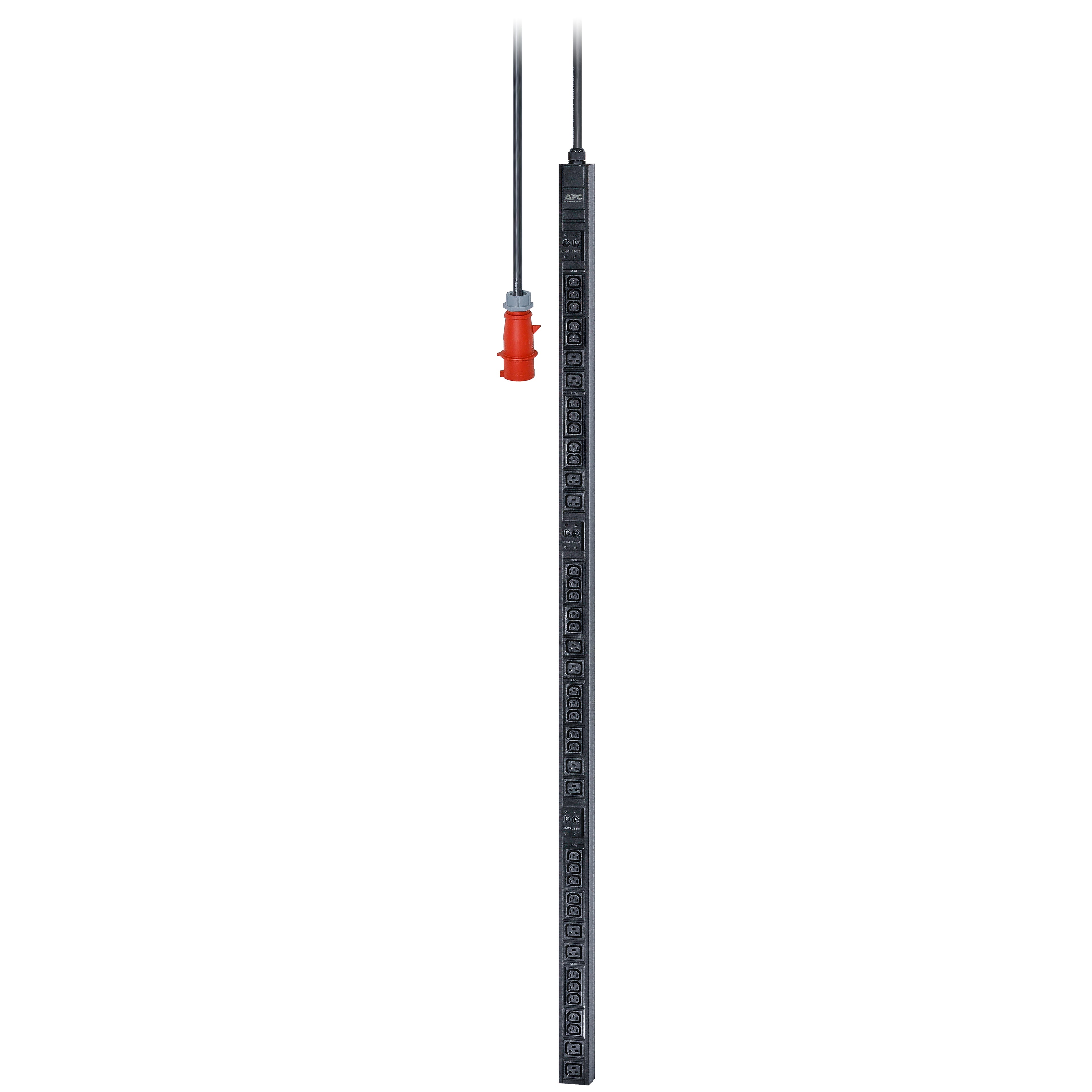 Unité de distribution secteur (rack-montable) - CA 400 V - 22 kW - 22000 VA - triphasé - entrée : IEC 60309 3P+N+PE - connecteurs de sortie : 42 (30 x IEC 60320 C13, 12 x IEC 60320 C19) - 0U - 2 m cordon - noir - pour P/N: AR9300SP, AR9300SP-R, AR9307SP,