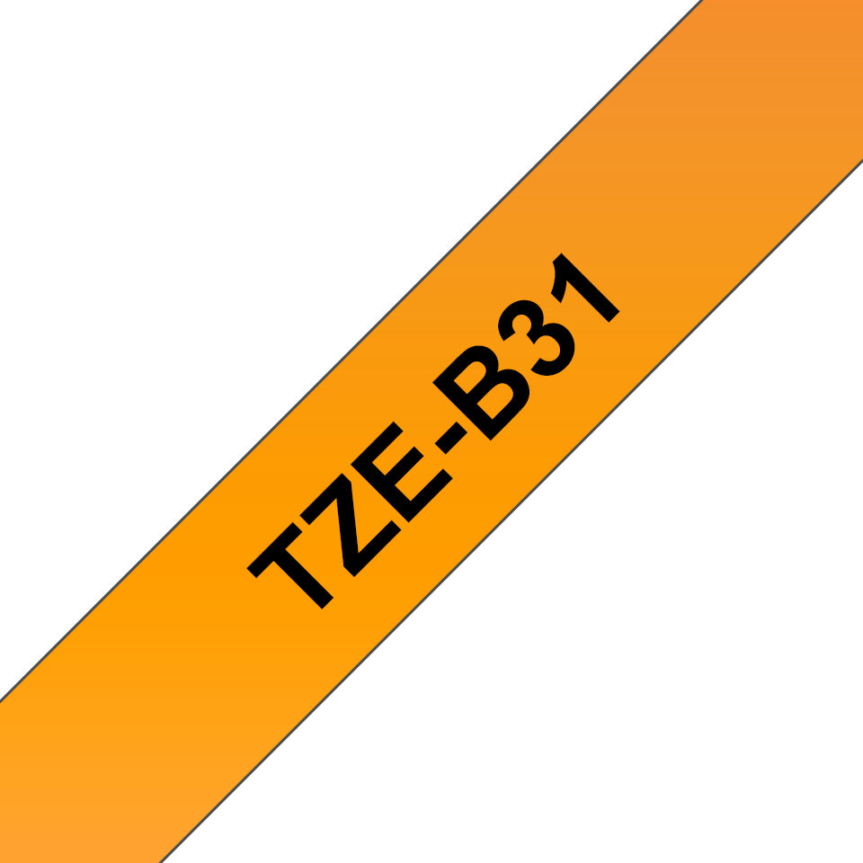 Brother TZe-B31 - Noir sur orange fluorescent - Rouleau (1,2 cm x 5 m) 1 cassette(s) ruban laminé - pour Brother PT-D210, D600, H110, P-Touch PT-1005, 1010, D450, D800, H110, P300, P900, P950