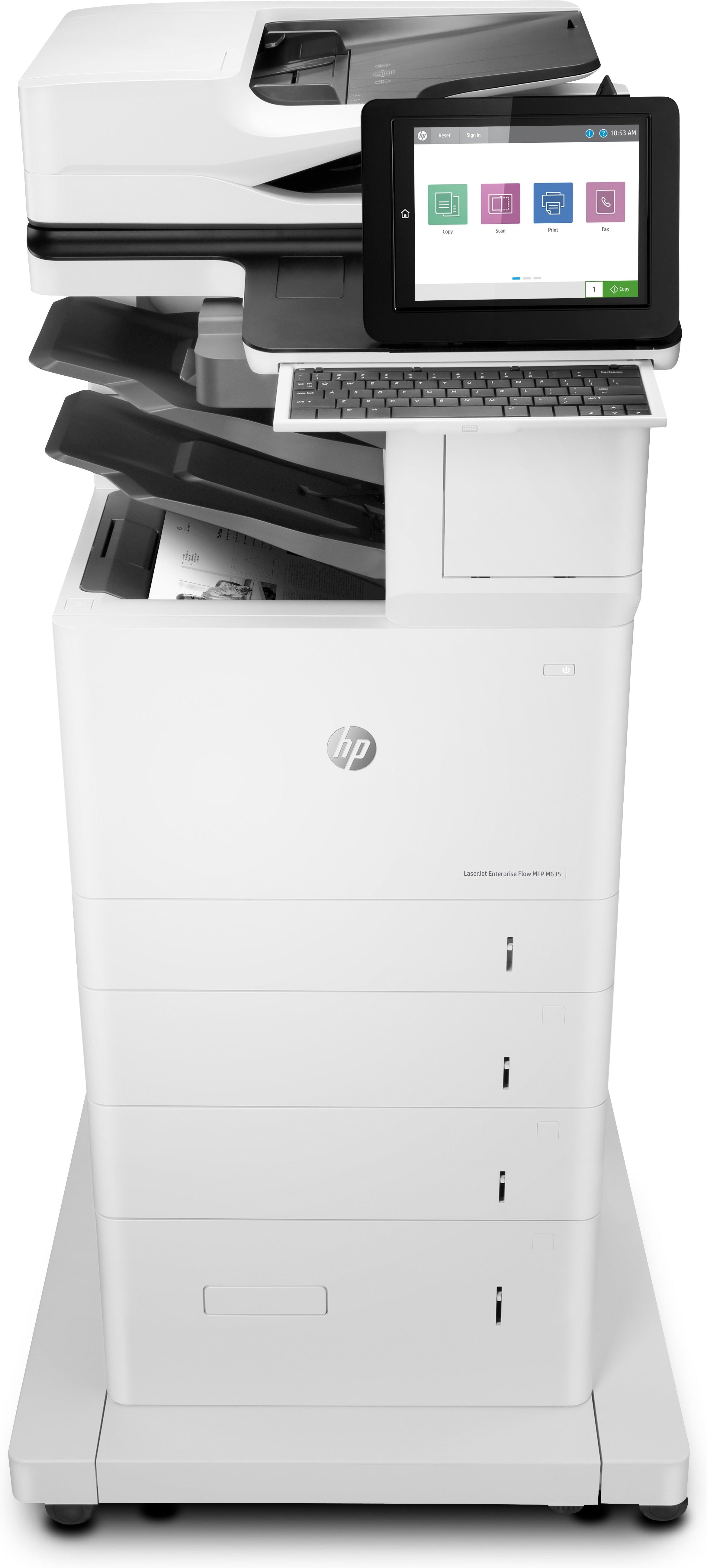 HP LaserJet Enterprise Flow MFP M635z - Imprimante multifonctions - Noir et blanc - laser - 216 x 864 mm (original) - A4/Legal (support) - jusqu'à 61 ppm (impression) - 3200 feuilles - 33.6 Kbits/s - USB 2.0, Gigabit LAN, hôte USB 2.0