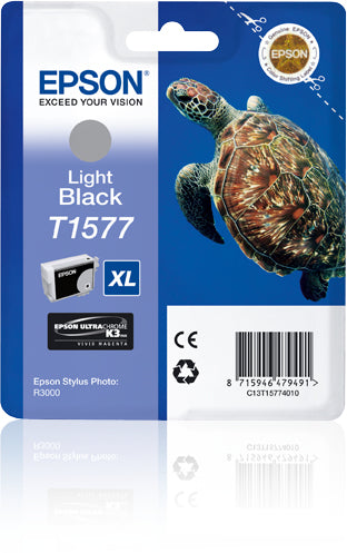 Epson T1577 - 25.9 ml - noir clair - original - blister - cartouche d'encre - pour Stylus Photo R3000