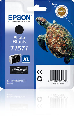 Epson T1571 - 25.9 ml - photo noire - original - blister - cartouche d'encre - pour Stylus Photo R3000