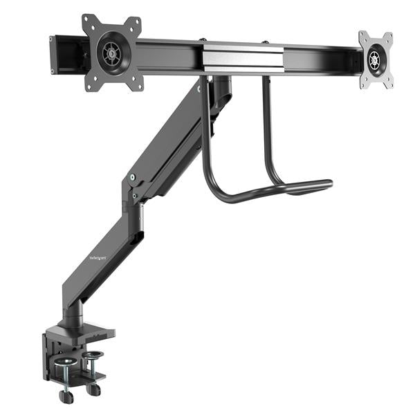 StarTech.com ARMSLMBARDUO Double bras pour écrans PC - Réglage de hauteur synchronisé - Pour 2 moniteurs VESA de 43 cm à 81 cm - Kit de montage - bras réglable - pour 2 moniteurs - acier robuste - noir - Taille d'écran : 17"-32" - montrable sur bureau