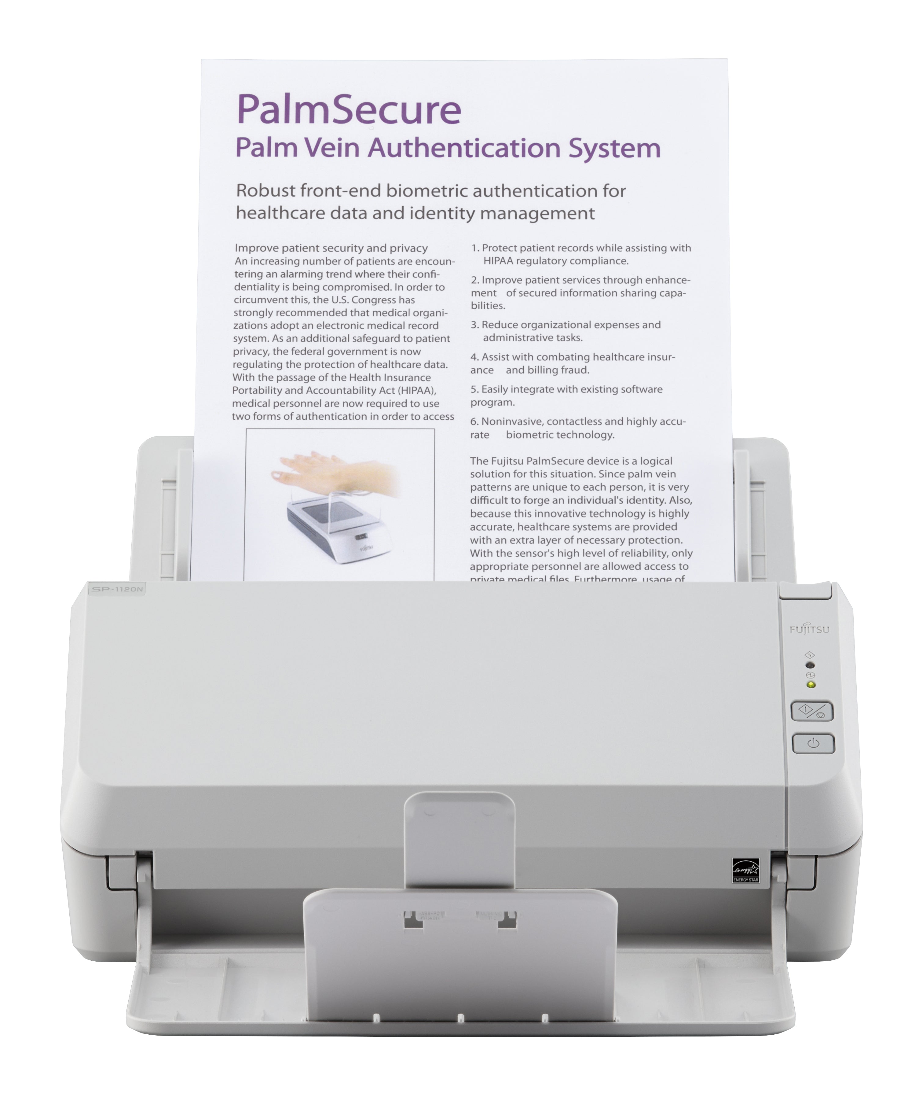 Ricoh SP-1120N - Scanner de documents - CIS Double - Recto-verso - 216 x 355.6 mm - 600 dpi x 600 dpi - jusqu'à 20 ppm (mono) / jusqu'à 20 ppm (couleur) - Chargeur automatique de documents (50 feuilles) - jusqu'à 3000 pages par jour - Gigabit LAN, USB 3.2