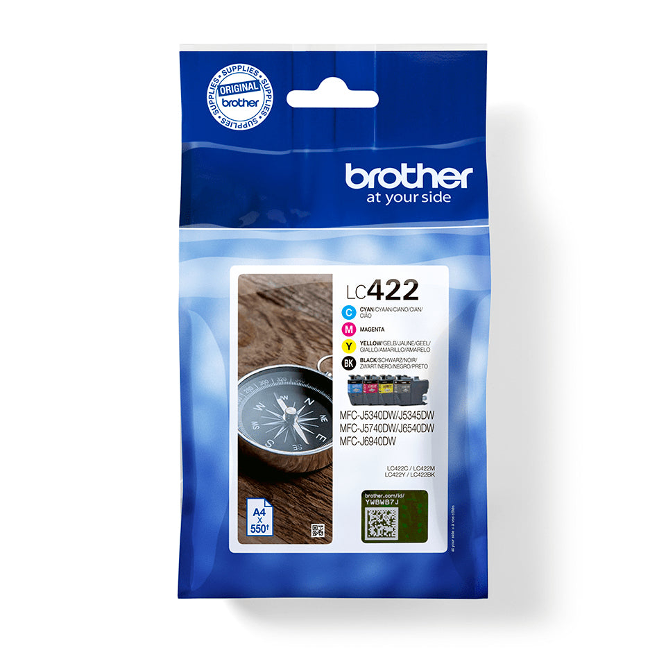 Pack 4 cartouches d'encre Brother LC-422 VAL (Noir + Couleurs)