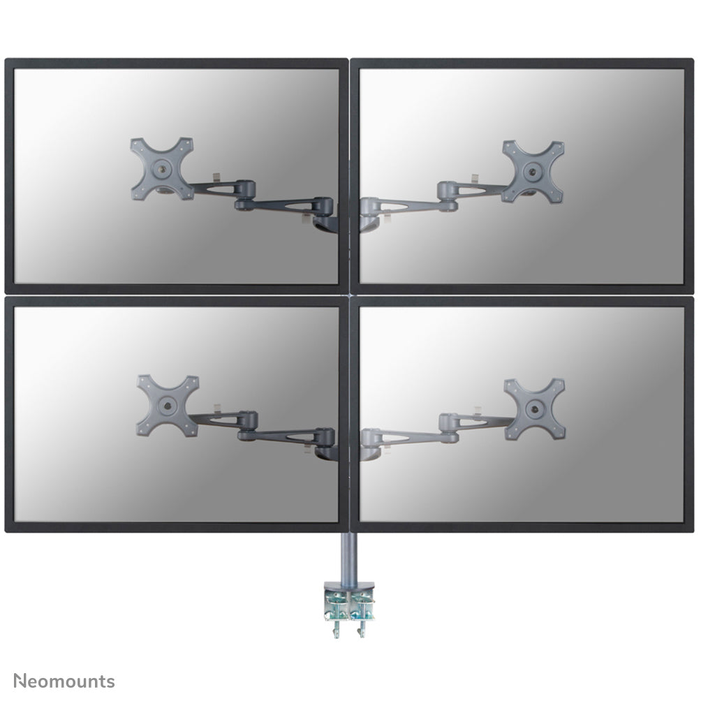 Neomounts FPMA-D935D4 - Kit de montage - pleine action - pour 4 écrans LCD - argent - Taille d'écran : 10"-27" - pinces montables, montrable sur bureau