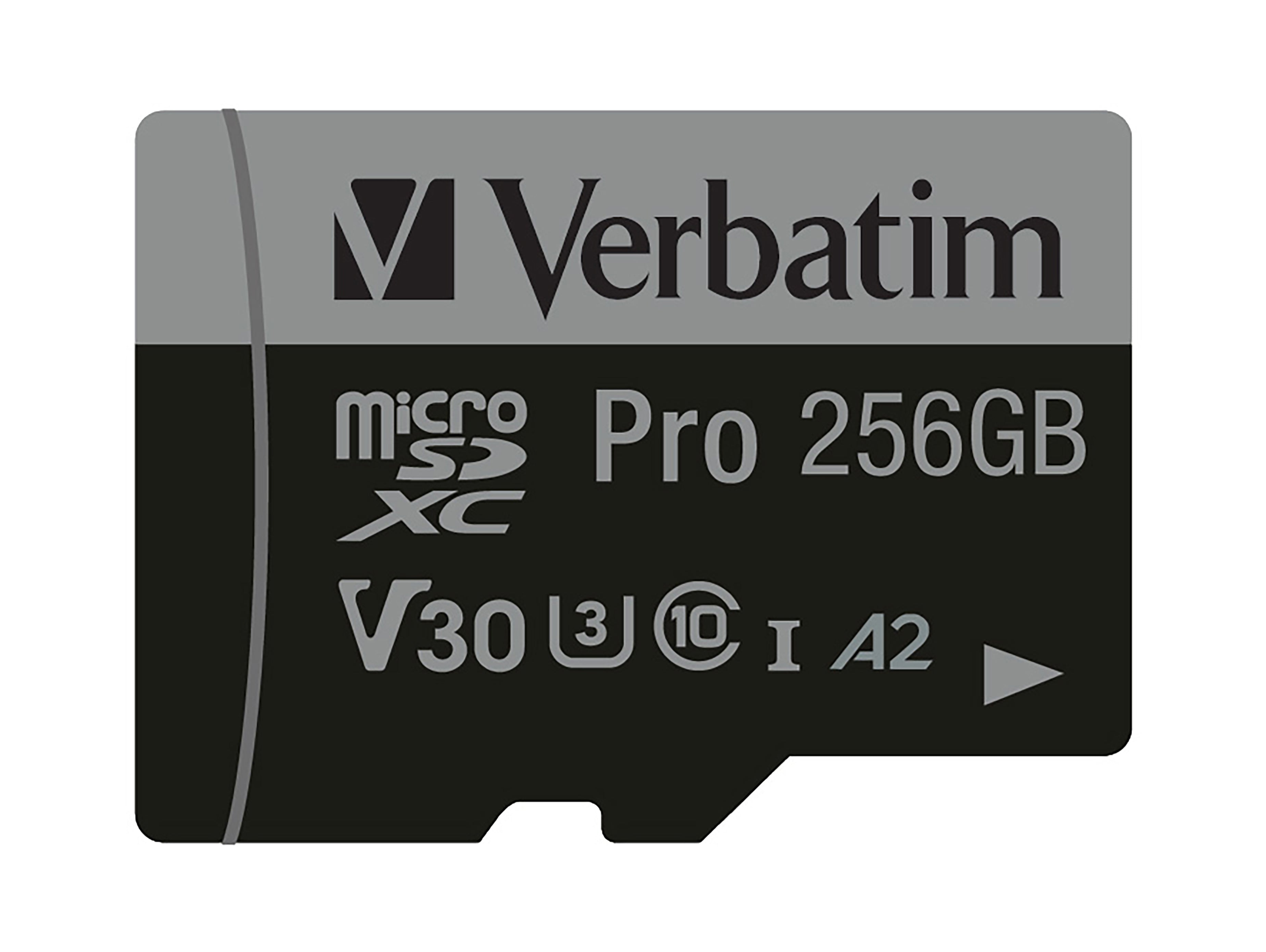 Carte mémoire Micro SD Verbatim Pro U3 - 256Go avec adaptateur