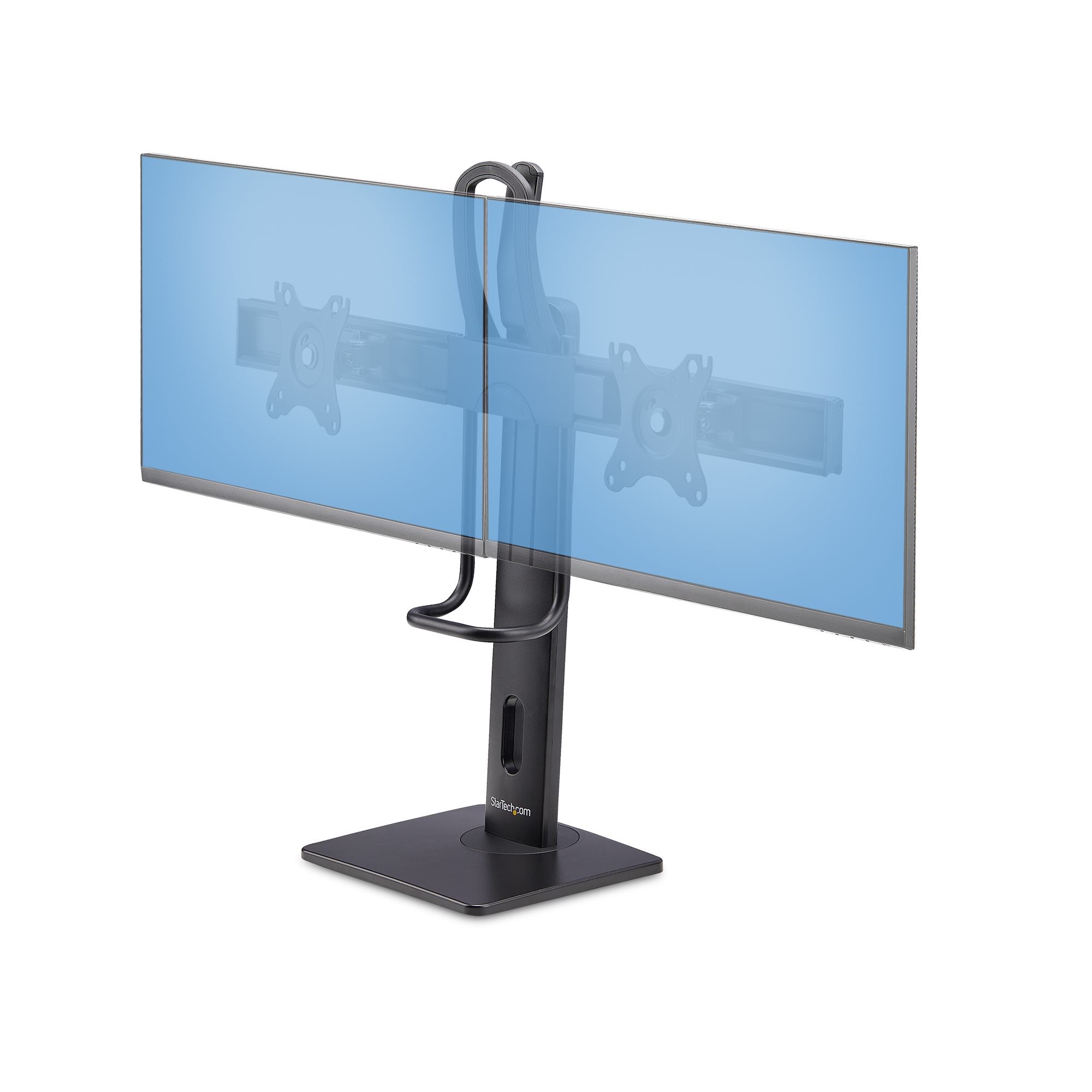 StarTech.com Crossbar Dual Monitor Desk Stand, Double 27inch Screens/VESA - Pied - pour 2 moniteurs - plastique, aluminium, acier - noir - Taille d'écran : 17"-27" - support pour ordinateur de bureau