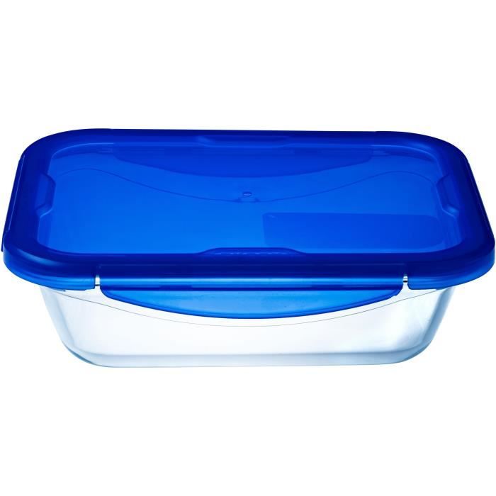 Récipient de Conservation des Aliments Pyrex Bleu Transparent Rectangulaire