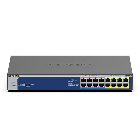 NETGEAR GS516UP - Commutateur - non géré - 8 x 10/100/1000 (PoE+) + 8 x 10/100/1000 (PoE++) - de bureau, Montable sur rack - PoE++ (380 W)