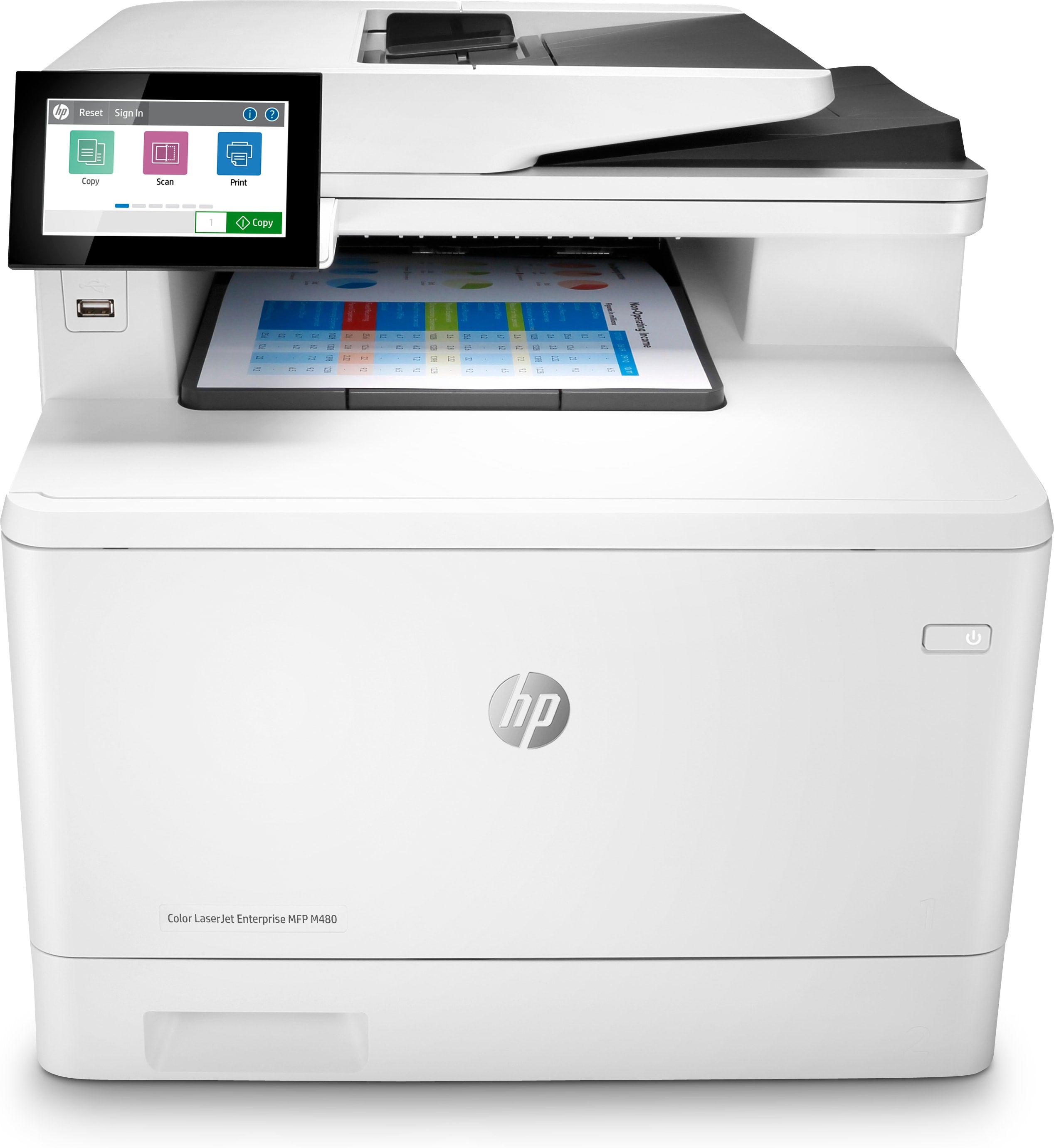 HP Color LaserJet Enterprise MFP M480f - Imprimante multifonctions - couleur - laser - Legal (216 x 356 mm) (original) - A4/Legal (support) - jusqu'à 27 ppm (copie) - jusqu'à 27 ppm (impression) - 300 feuilles - 33.6 Kbits/s - USB 2.0, Gigabit LAN, hôte U