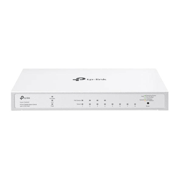 TP-Link Festa FS308GP V1 - Commutateur - intelligent - 4 x 10/100/1000 (PoE+) + 4 x 10/100/1000 - de bureau, fixation murale - PoE+ (62 W)
