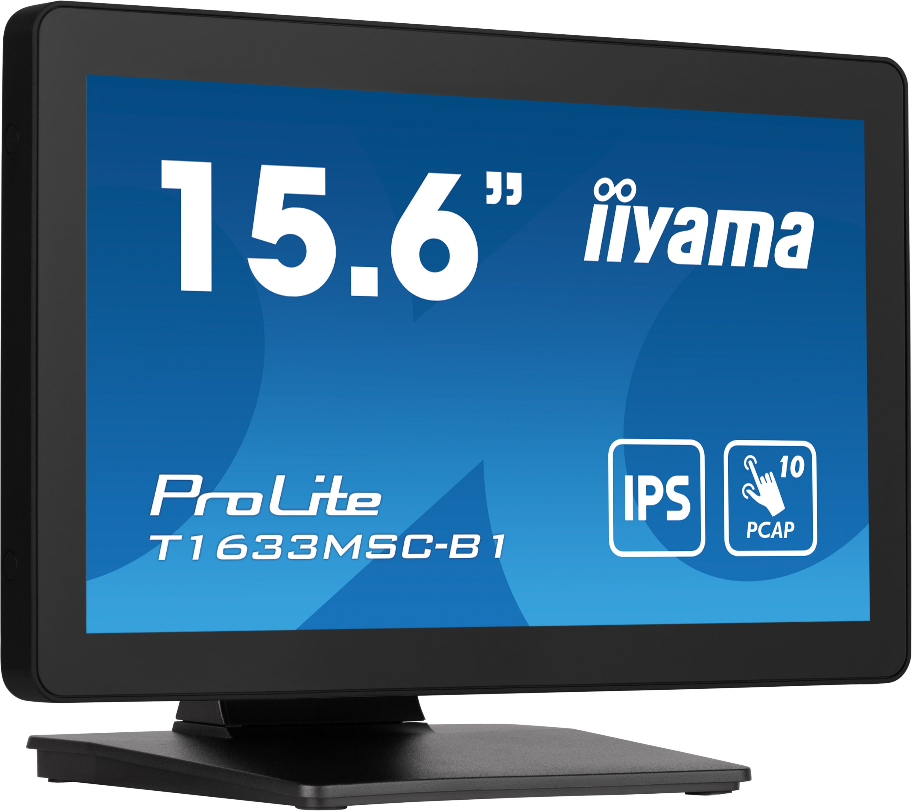 iiyama ProLite T1633MSC-B1 - Écran LED - 15.6" - écran tactile - 1920 x 1080 Full HD (1080p) @ 60 Hz - IPS - 450 cd/m² - 1000:1 - 5 ms - HDMI, DisplayPort - haut-parleurs - noir, finition matte