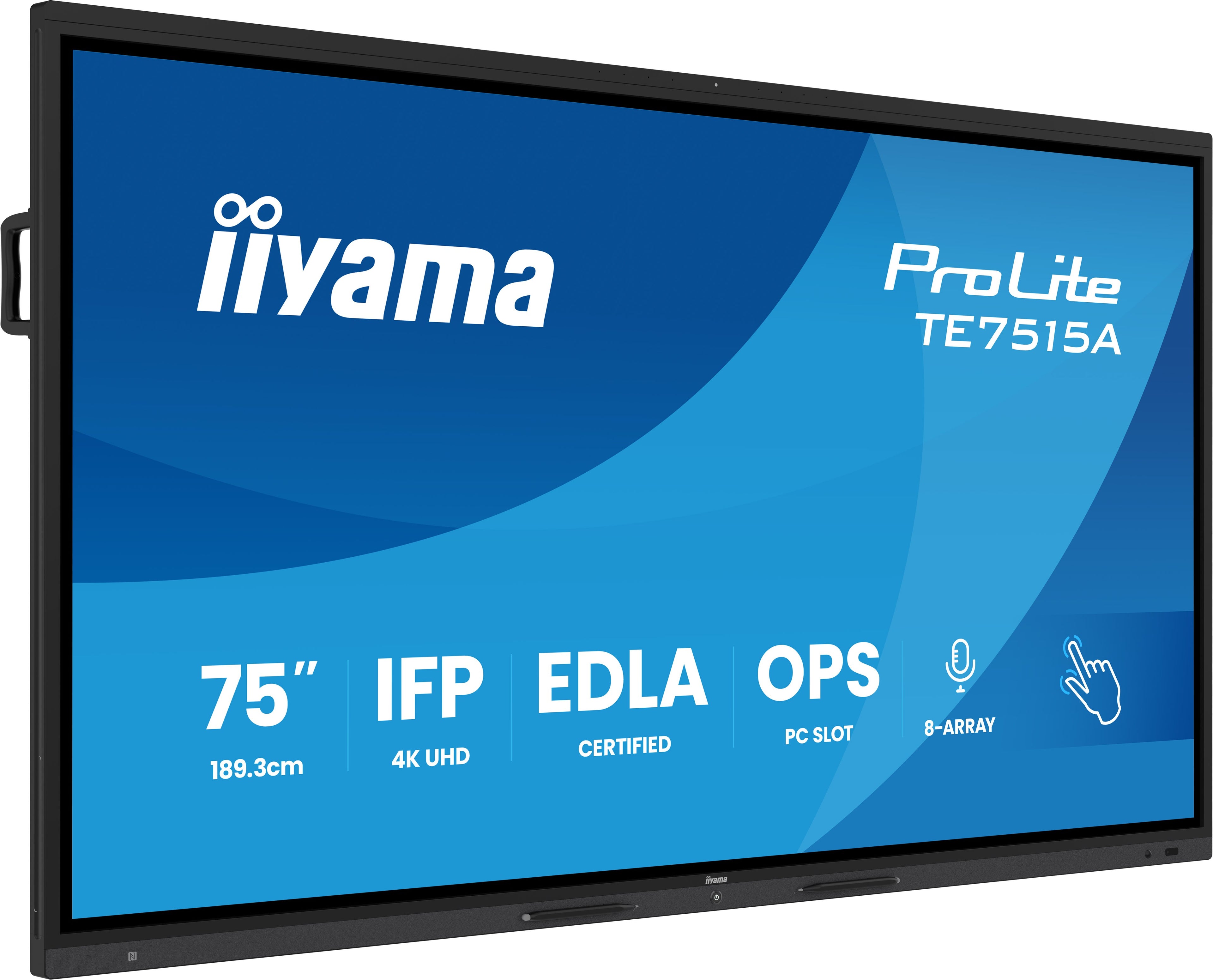 iiyama ProLite TE7515A-B1AG - Classe de diagonale 75" (74.5" visualisable) écran LCD rétro-éclairé par LED - signalétique numérique interactive - avec écran tactile (multi-touch) / ensemble de 8 microphones / possibilité de PC encastré en option - 4K UHD 