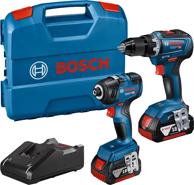 Set de forage et accessoires BOSCH GDR 18V-200 + GSR 18V-55 + GBA 18V 2x4.0Ah + GAL 18V-40 18 V