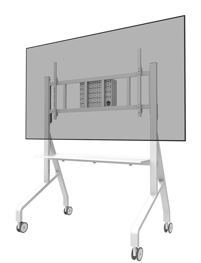 Neomounts FL50-575WH1 - Chariot - robuste - pour présentoir - support au sol - verrouillable - acier - blanc - Taille d'écran : 65"-110"