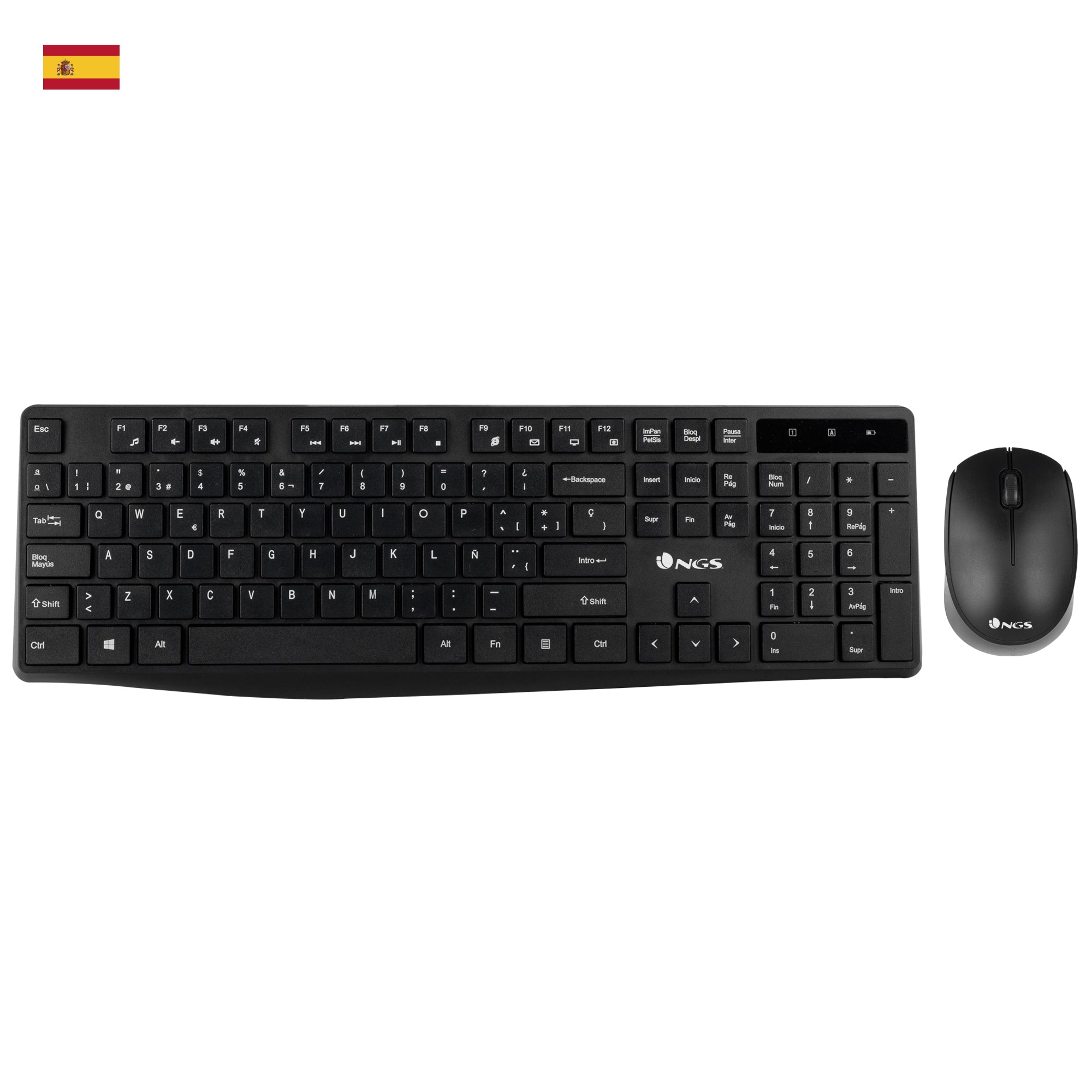 Clavier et souris sans fil NGS NGSWIRELESSSETALLUREKIT Noir