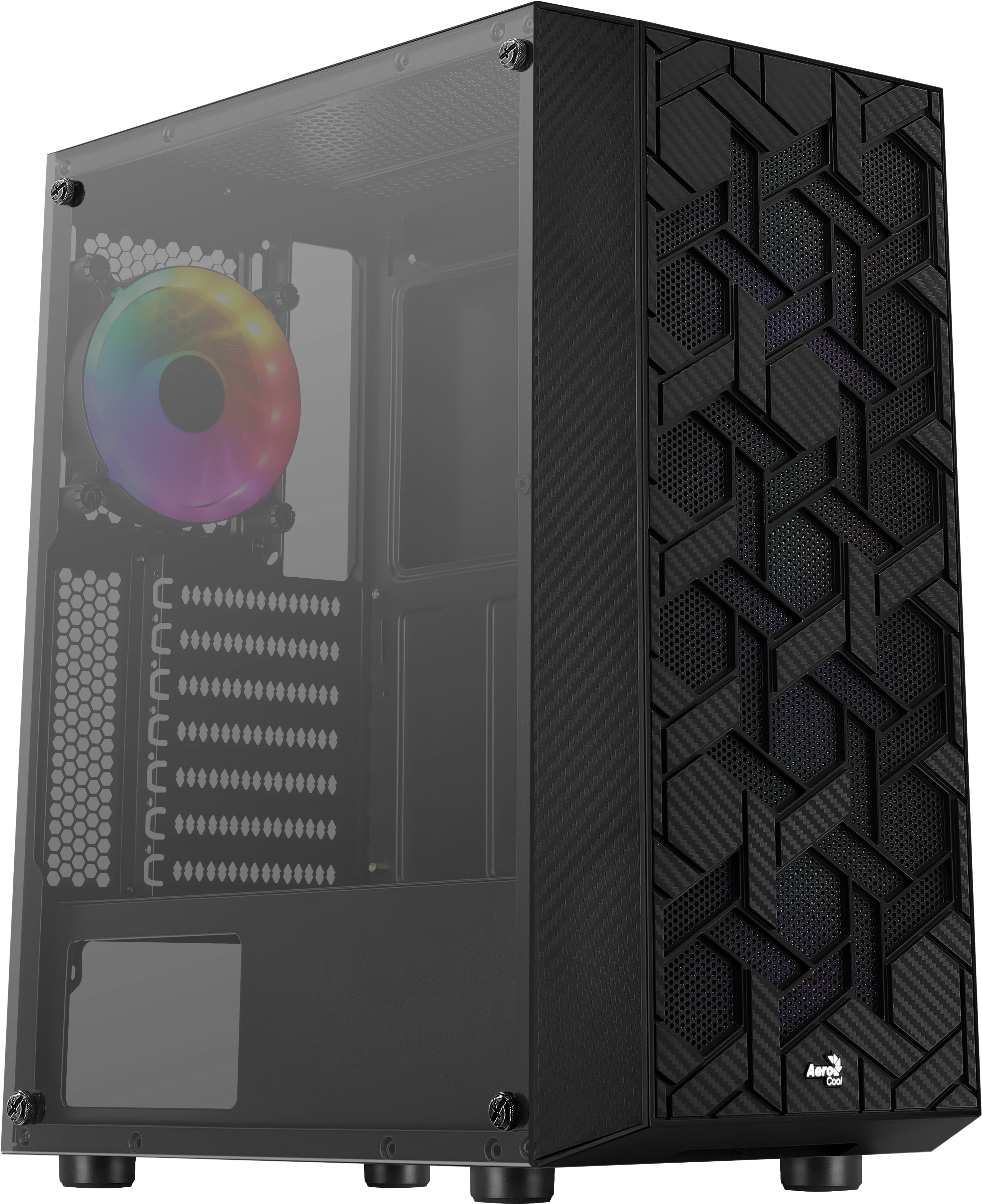 Boitier Moyen Tour ATX AeroCool Hive v2 RGB avec panneau vitré (Noir)